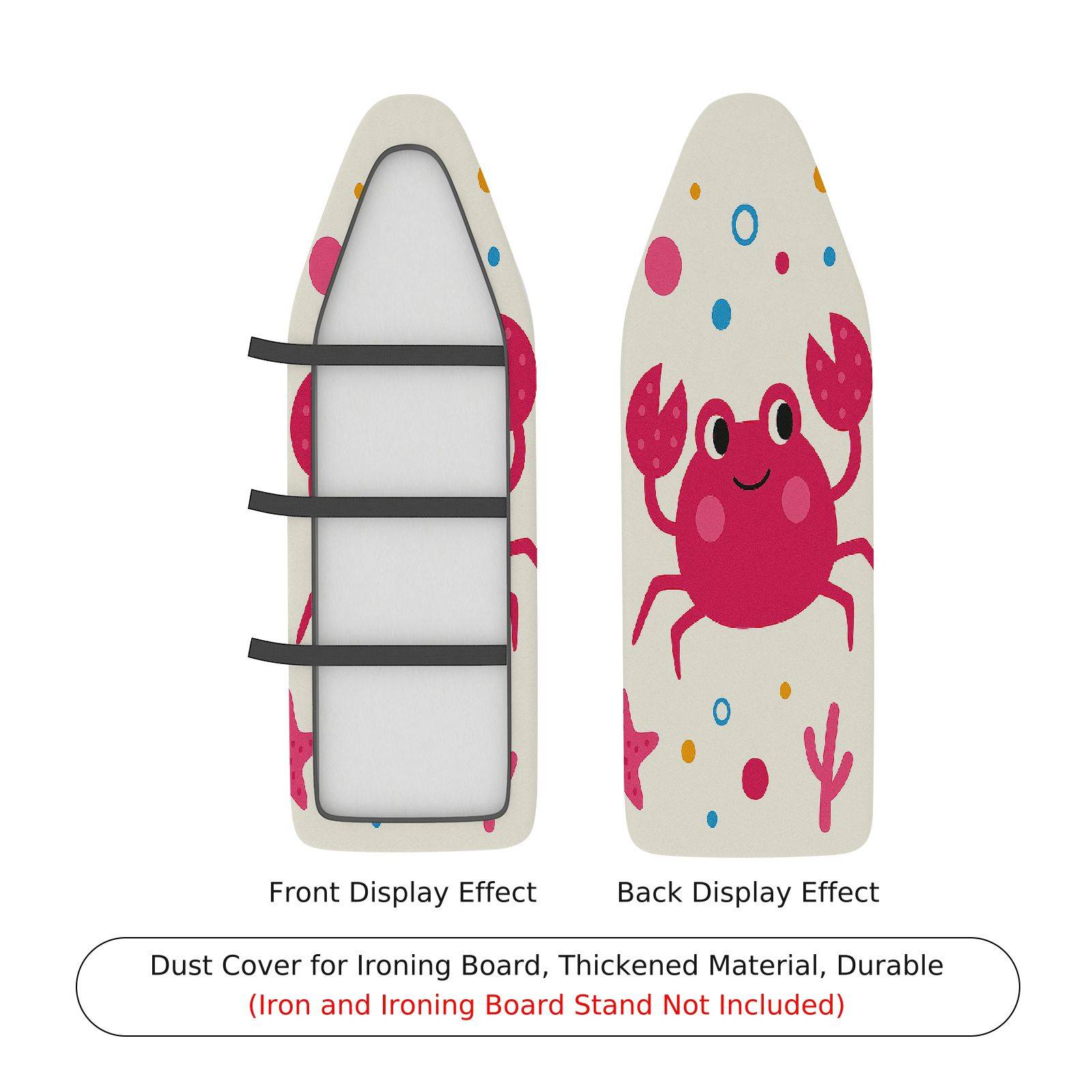 1-Piece Crab Fun Colorful  Ironing Board Cover, Universal Size, Without Board