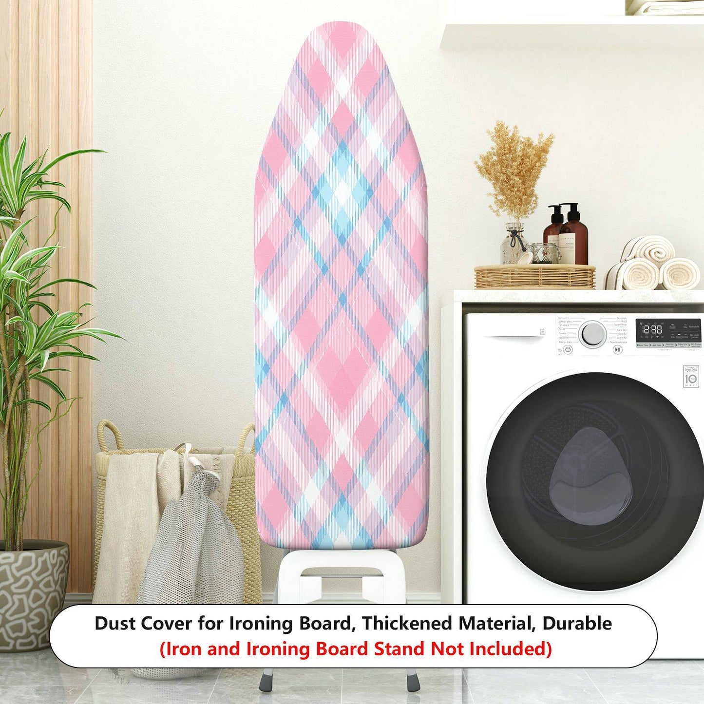 1-Piece Pink Plaid Geometric Pattern  Ironing Board Cover, Universal Size, Without Board