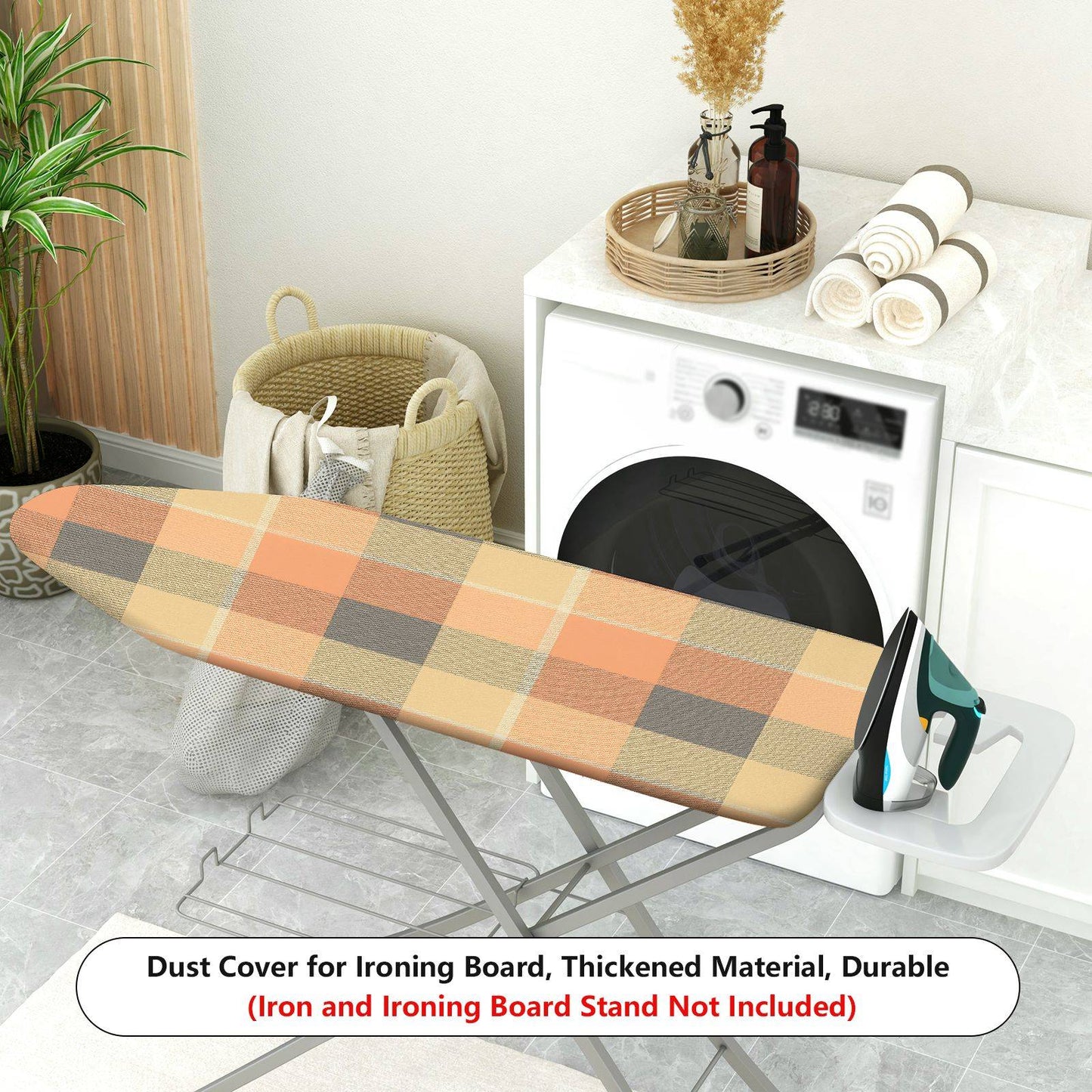 1-Piece Plaid Checkered Orange  Ironing Board Cover, Universal Size, Without Board
