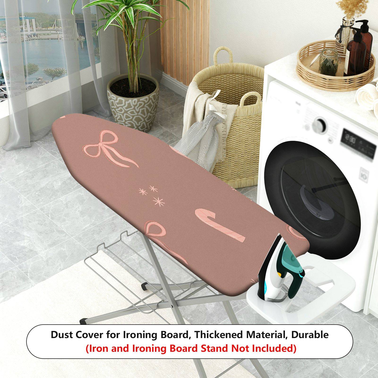 1-Piece Christmas Candy Cane Ribbon  Ironing Board Cover, Universal Size, Without Board