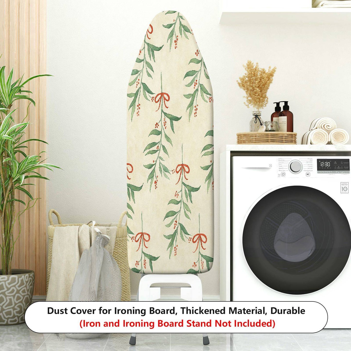 1-Piece Christmas Leaf Bowknot Pattern  Ironing Board Cover, Universal Size, Without Board