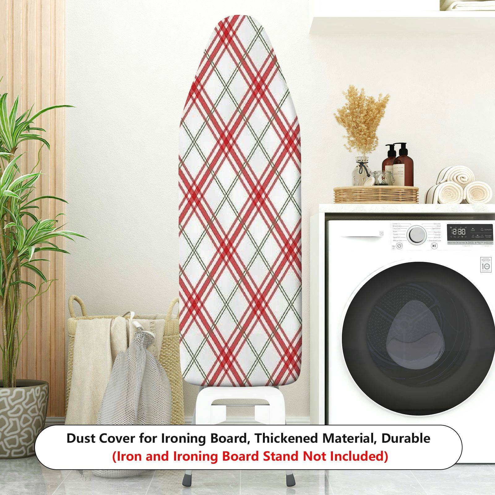 1-Piece Red Plaid Checkered Pattern Christmas  Ironing Board Cover, Universal Size, Without Board