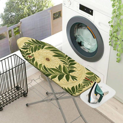 1-Piece Floral Leaf Pattern Beige Green  Ironing Board Cover, Universal Size, Without Board
