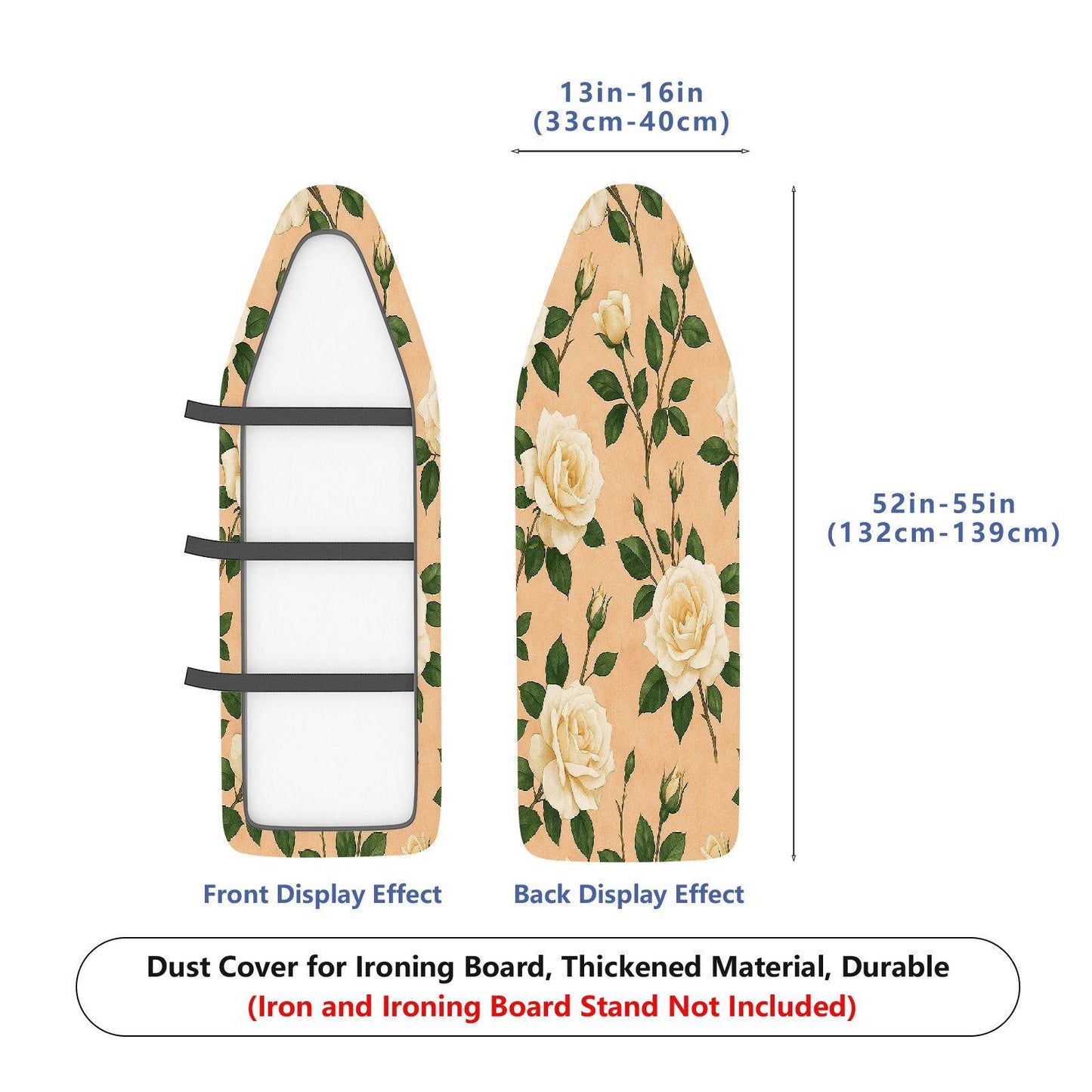 1-Piece Floral Rose Pattern Beige  Ironing Board Cover, Universal Size, Without Board