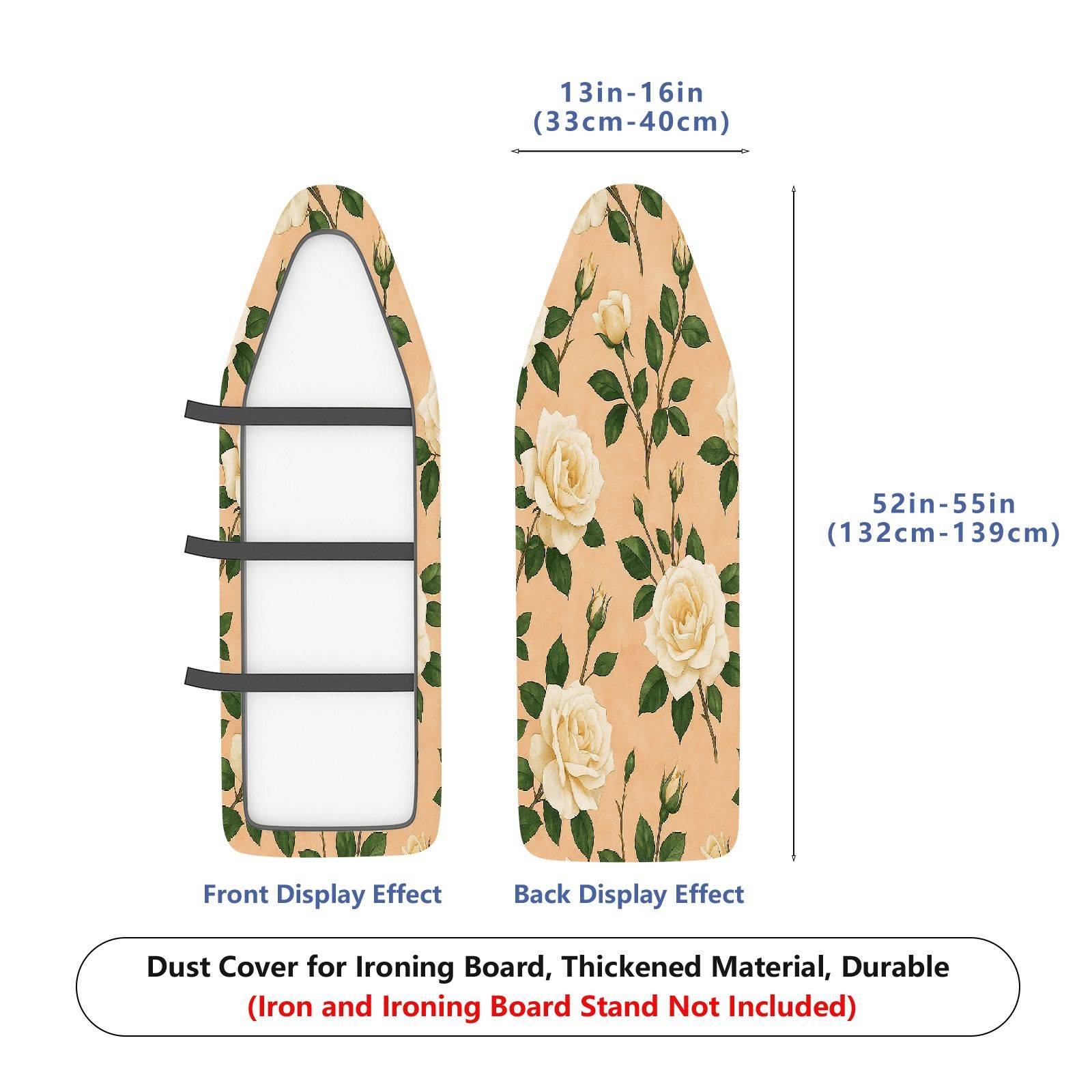 1-Piece Floral Rose Pattern Beige  Ironing Board Cover, Universal Size, Without Board