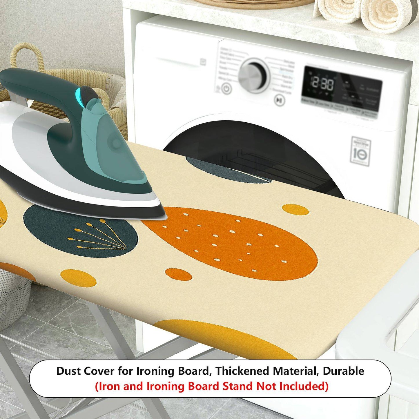 1-Piece Abstract Retro Circle Leaf  Ironing Board Cover, Universal Size, Without Board
