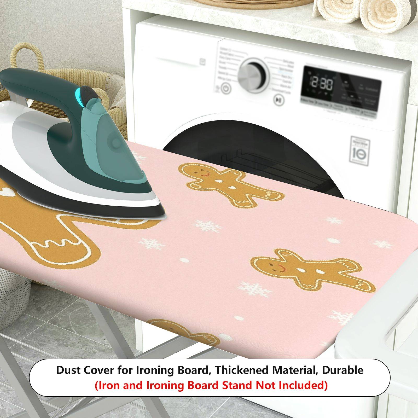 1-Piece Christmas Gingerbread Snowflakes  Ironing Board Cover, Universal Size, Without Board