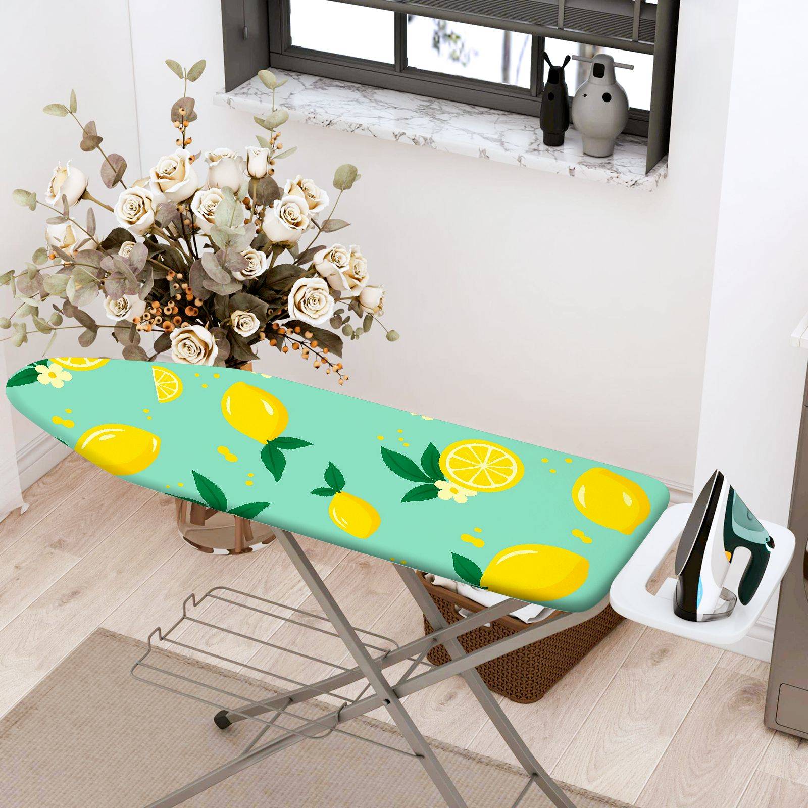 1-Piece Lemon Fruit Floral  Ironing Board Cover, Universal Size, Without Board