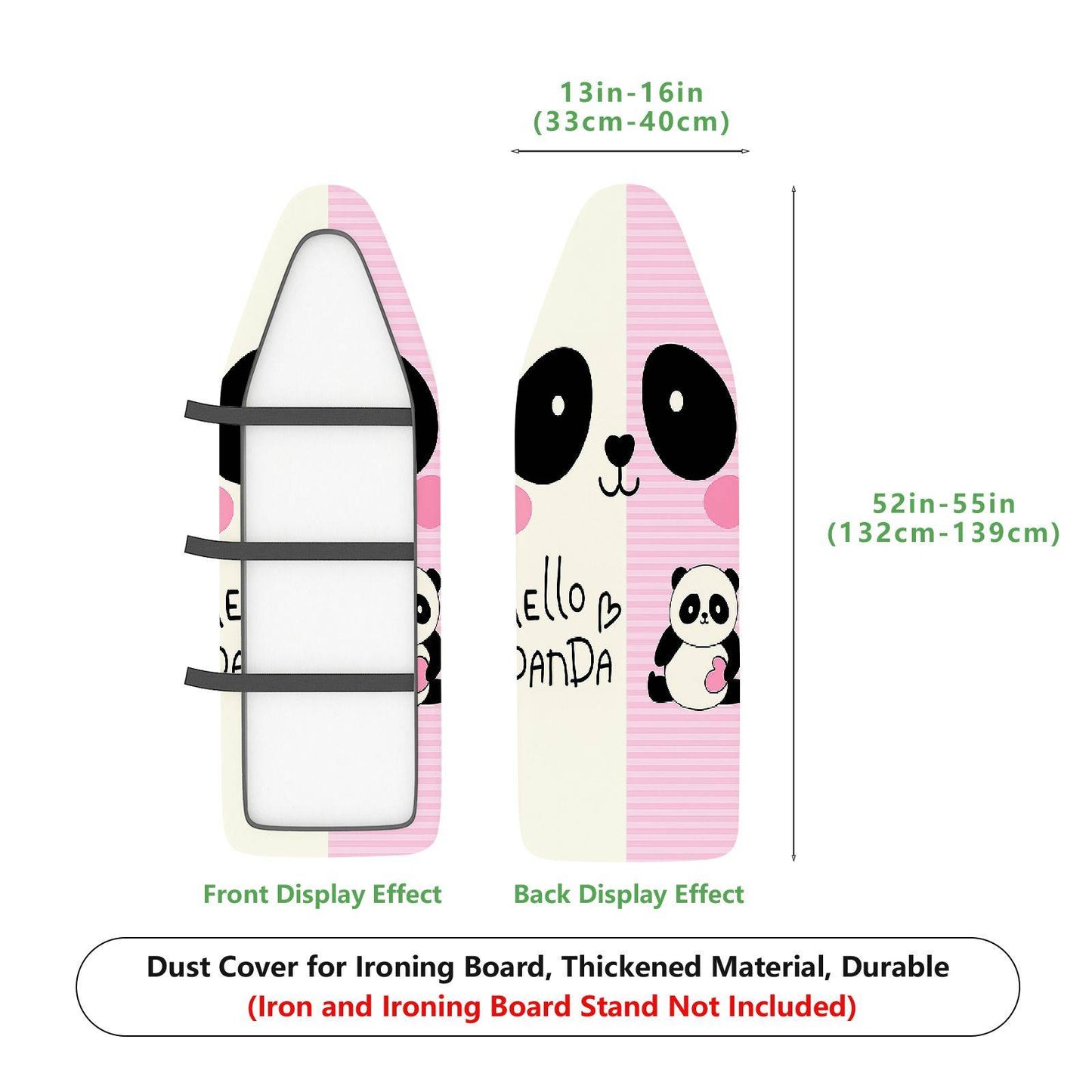 1-Piece Panda Pink Cute  Ironing Board Cover, Universal Size, Without Board