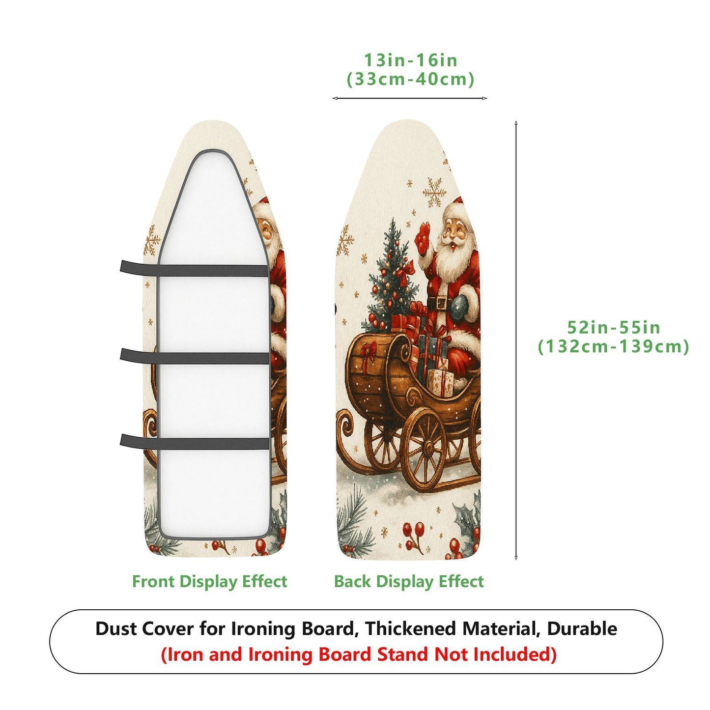 1-Piece Christmas Santa Sleigh  Ironing Board Cover, Universal Size, Without Board