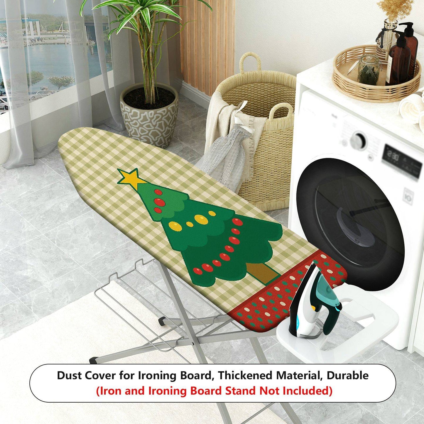 1-Piece Christmas Tree Festive Plaid  Ironing Board Cover, Universal Size, Without Board