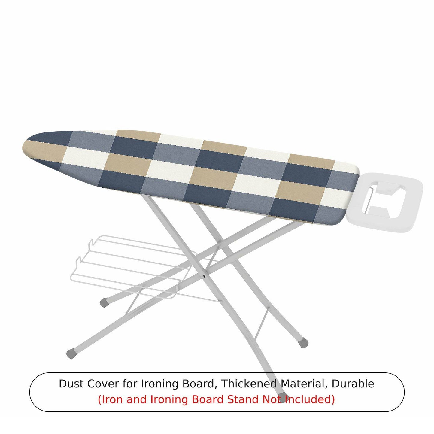 1-Piece Plaid Checkered Blue  Ironing Board Cover, Universal Size, Without Board