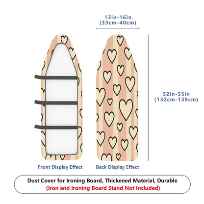 1-Piece Heart Pattern Pink Beige Striped  Ironing Board Cover, Universal Size, Without Board