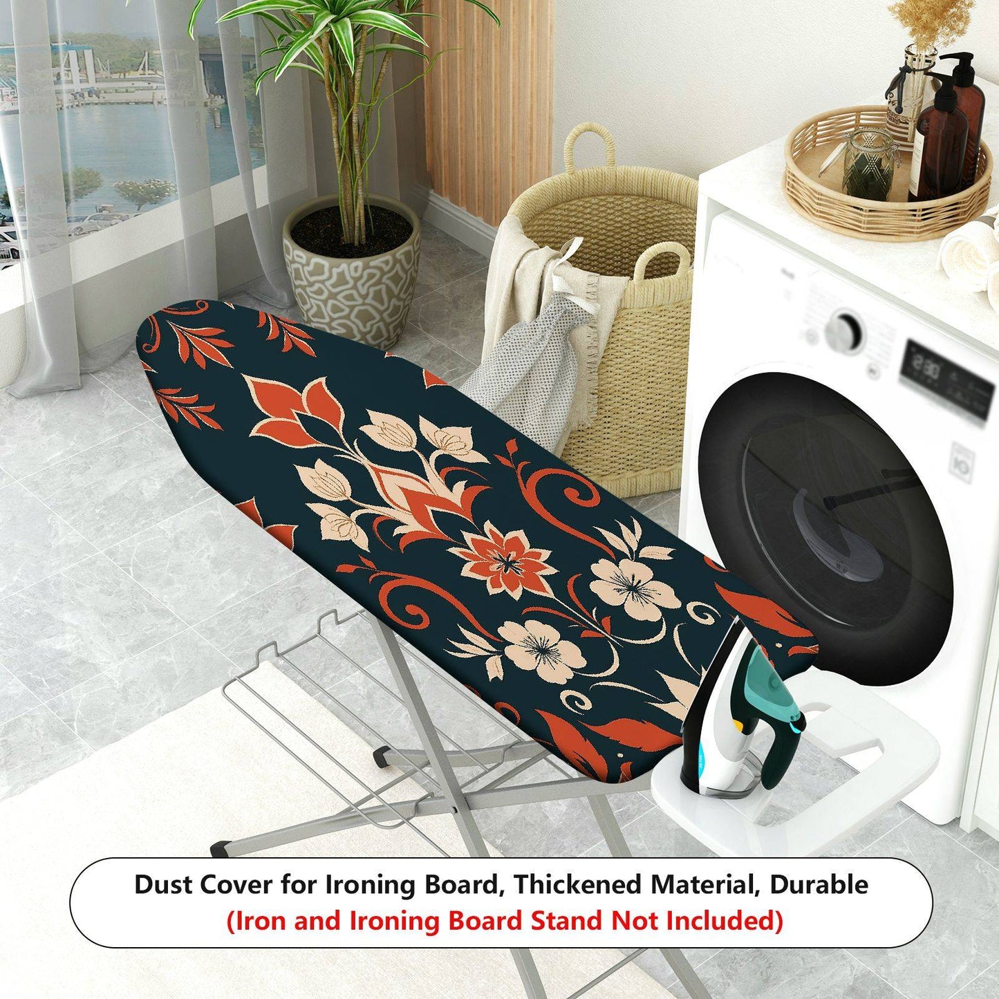 1-Piece Floral Pattern Orange Black Beige  Ironing Board Cover, Universal Size, Without Board