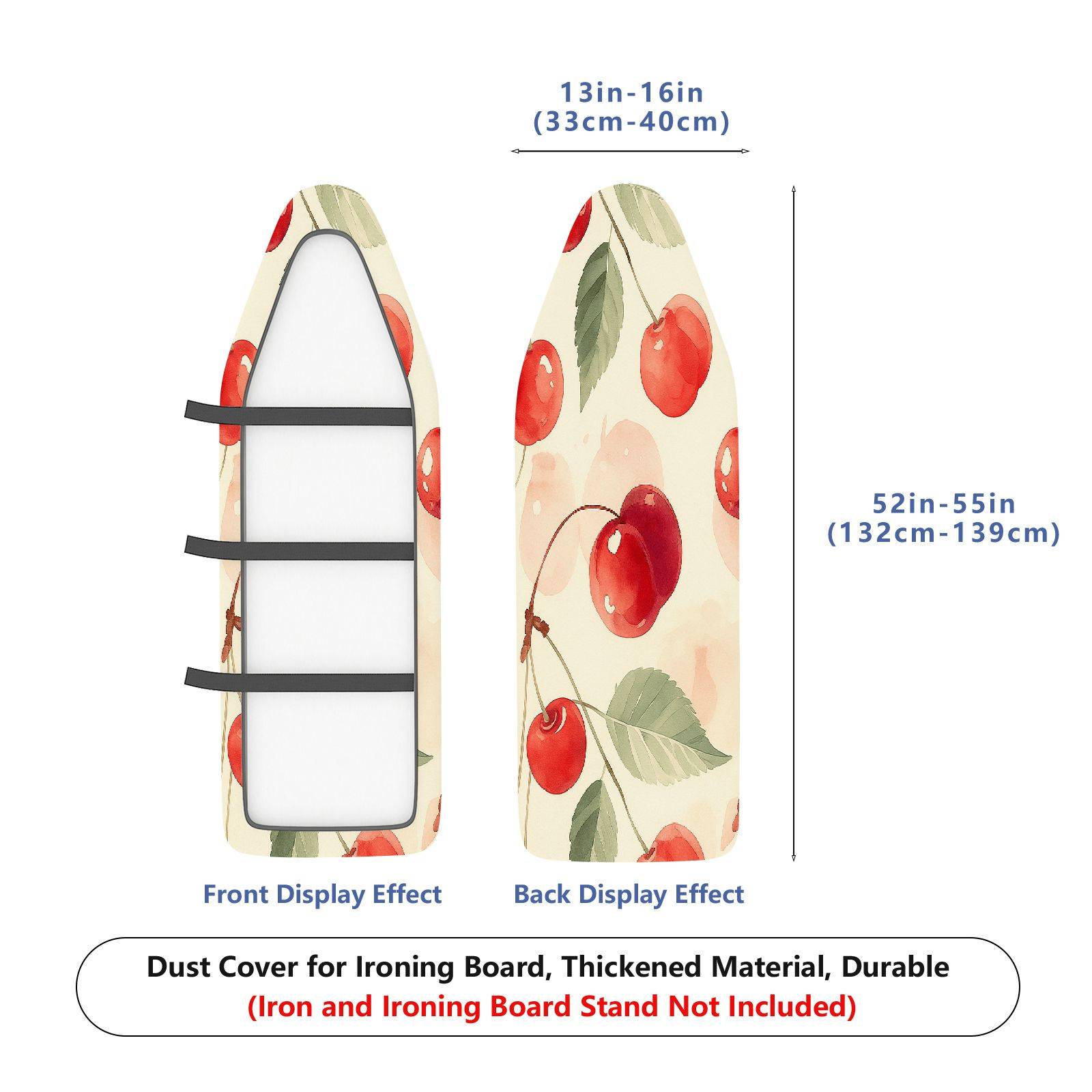 1-Piece Cherry Fruit Pattern Watercolor Style  Ironing Board Cover, Universal Size, Without Board