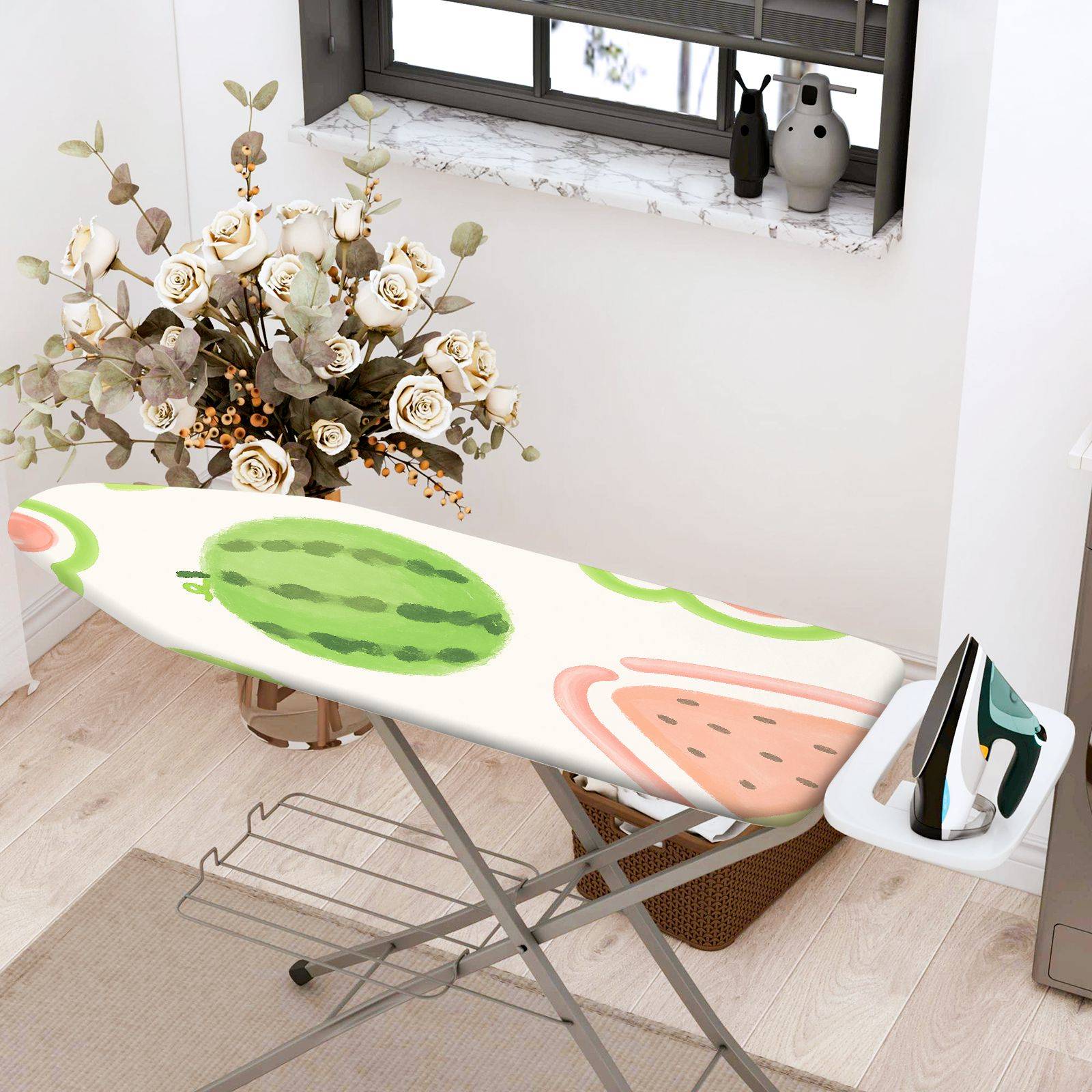 1-Piece Watermelon Fruit Pattern Green Pink  Ironing Board Cover, Universal Size, Without Board