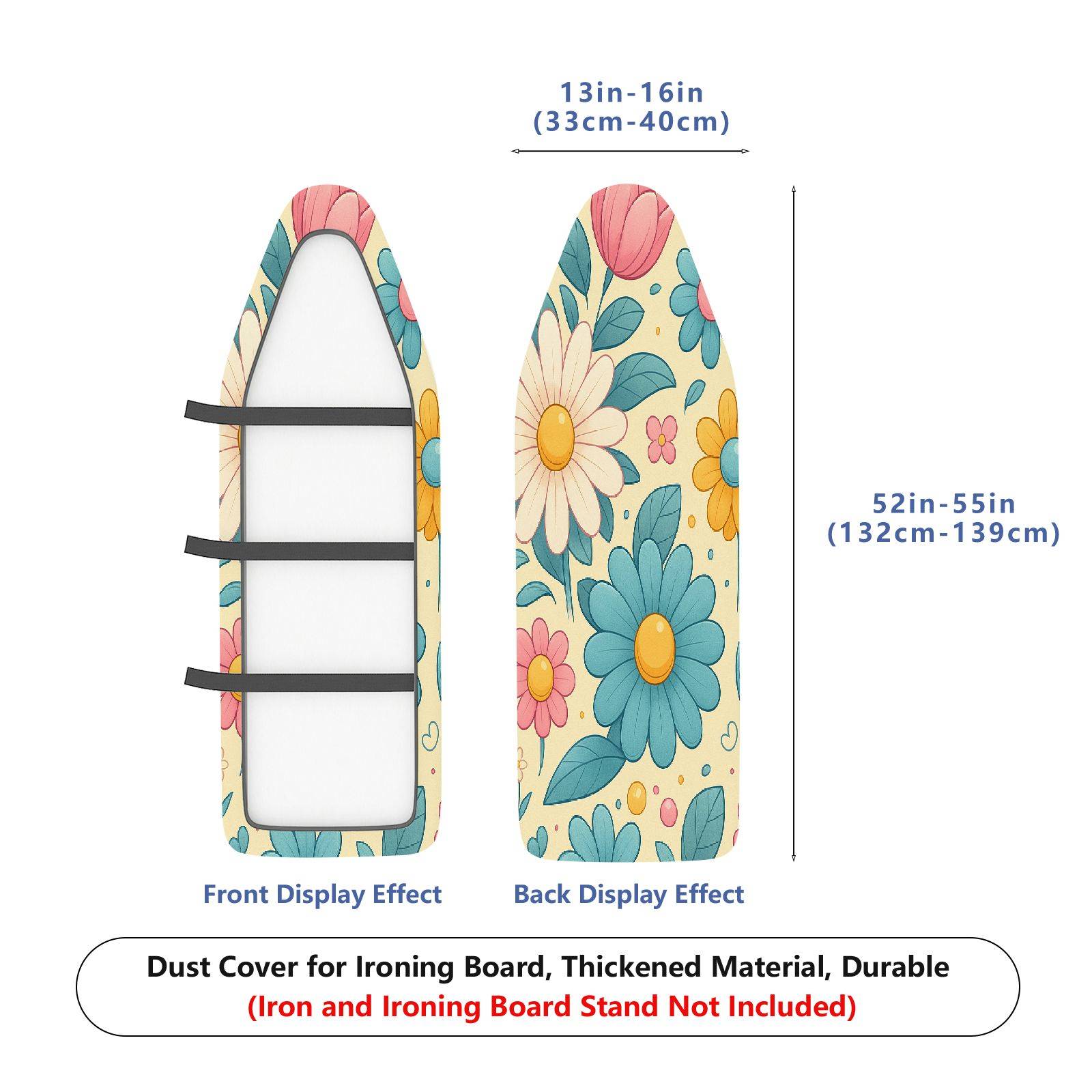 1-Piece Floral Colorful Fun  Ironing Board Cover, Universal Size, Without Board