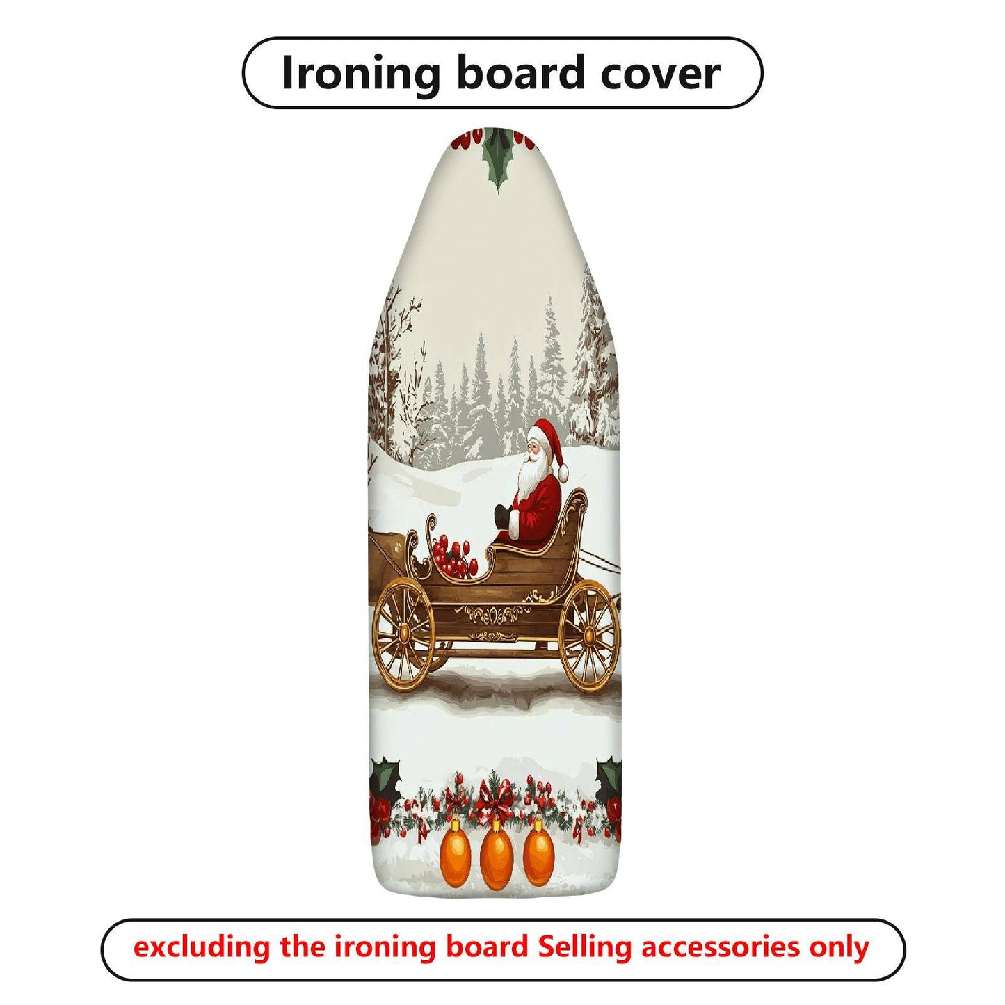 1-Piece Christmas Santa Sleigh Holiday  Ironing Board Cover, Universal Size, Without Board