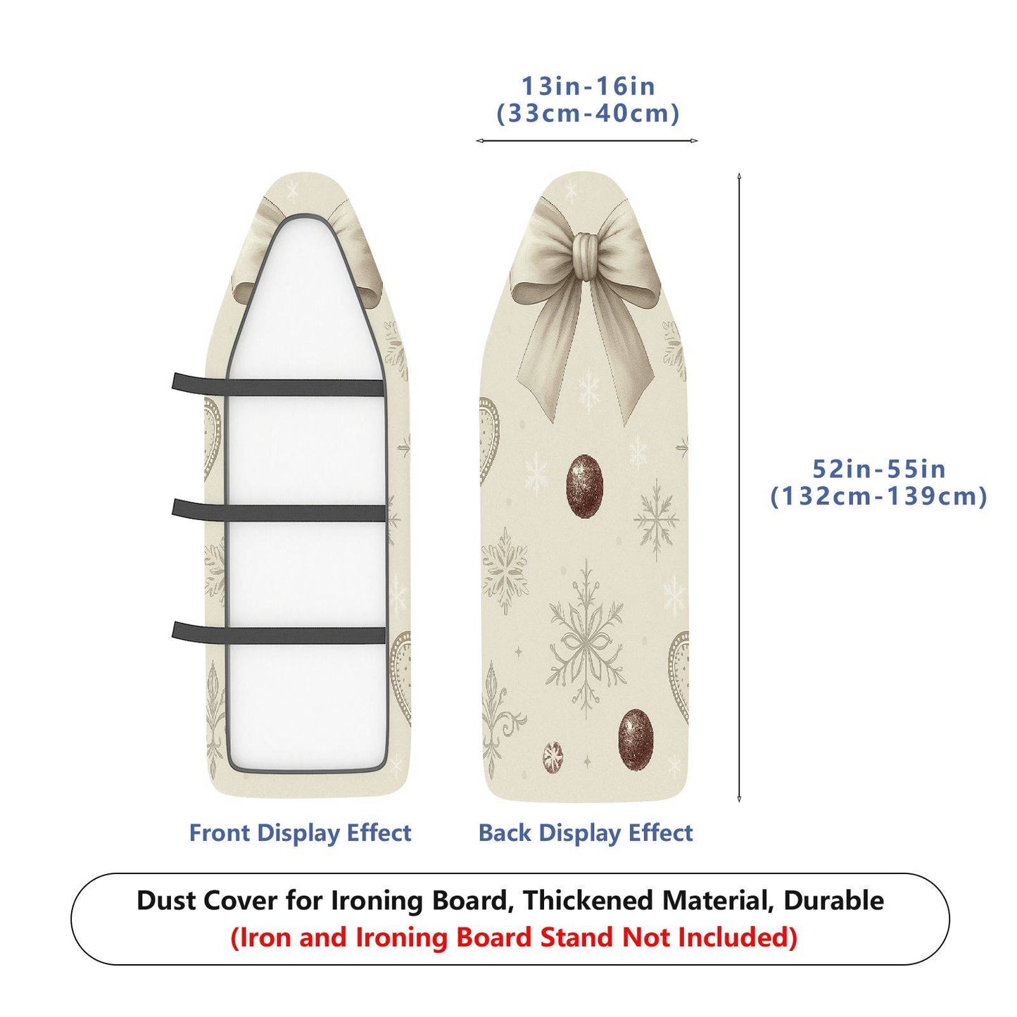 1-Piece Christmas Bow Snowflake  Ironing Board Cover, Universal Size, Without Board