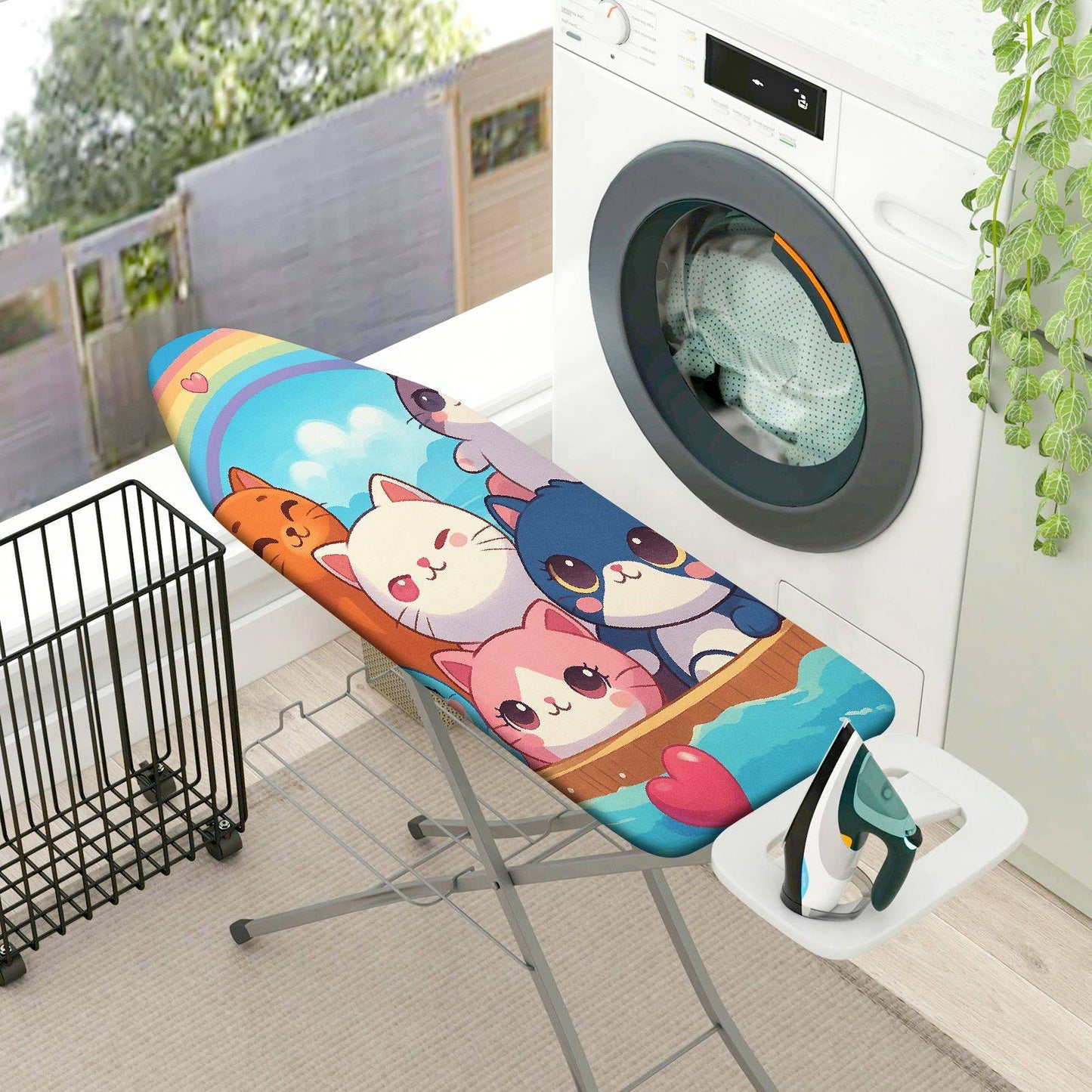 1-Piece Cute  Cat Rainbow  Ironing Board Cover, Universal Size, Without Board