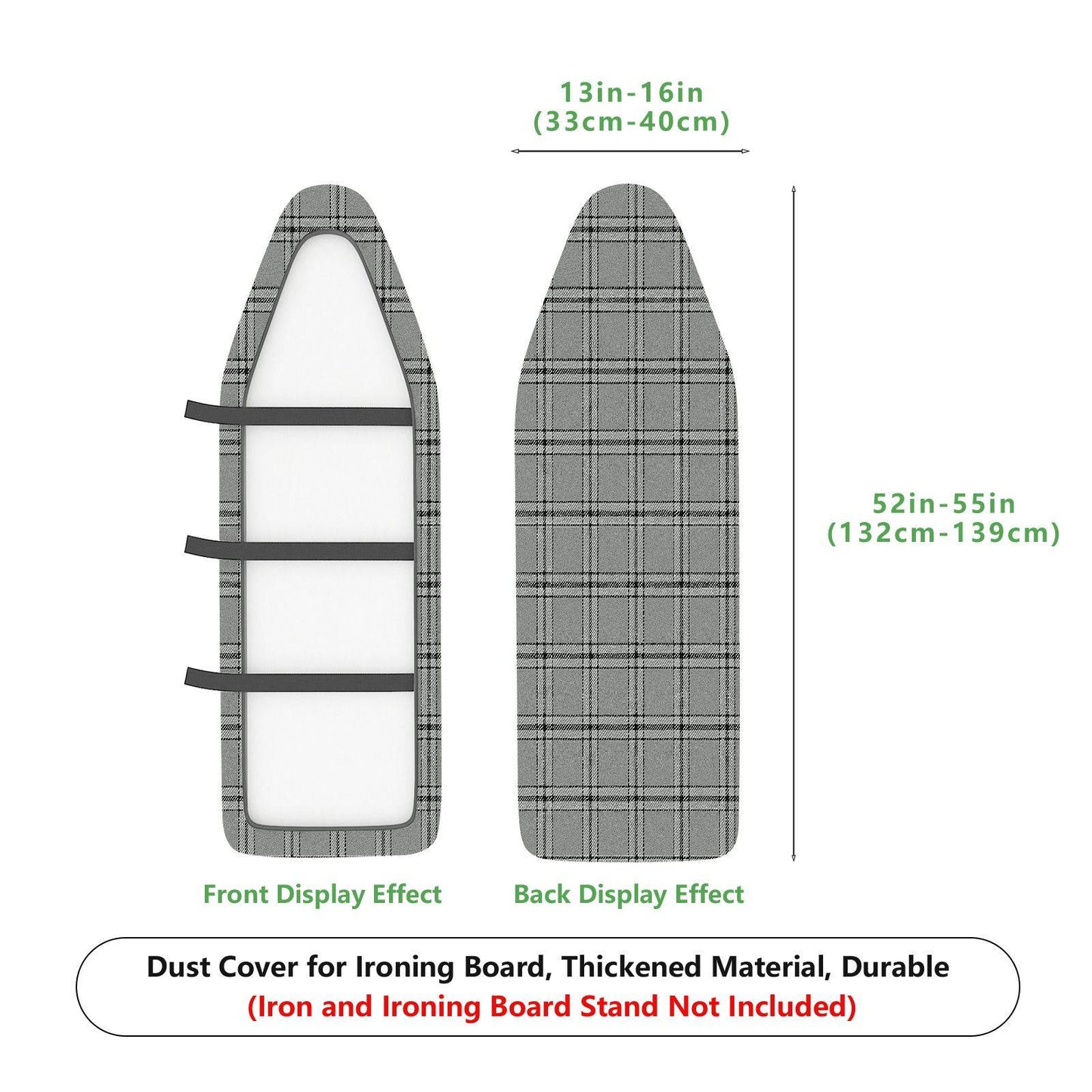 1-Piece Plaid Pattern Grey Classic  Ironing Board Cover, Universal Size, Without Board