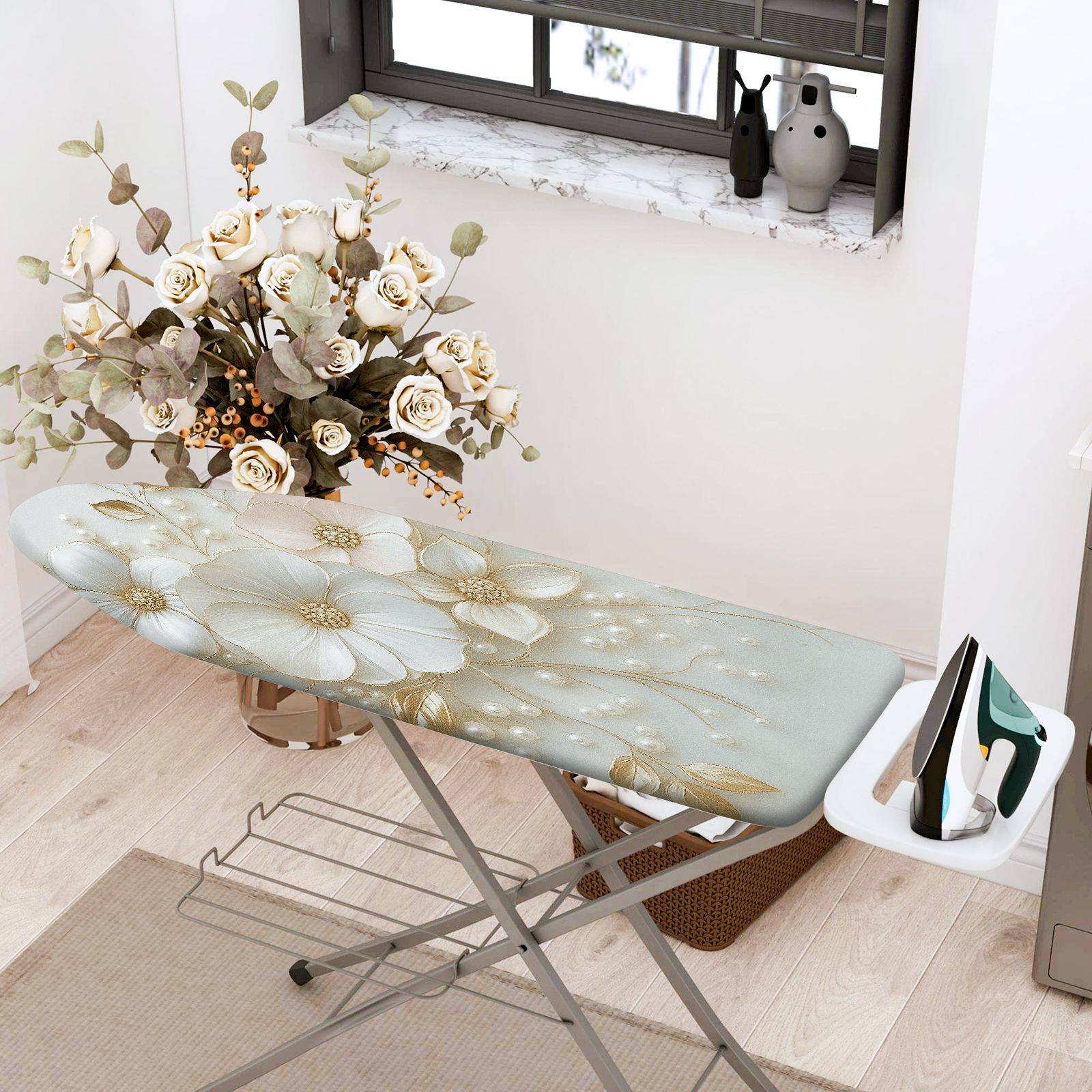 1-Piece Floral Elegant Vintage  Ironing Board Cover, Universal Size, Without Board