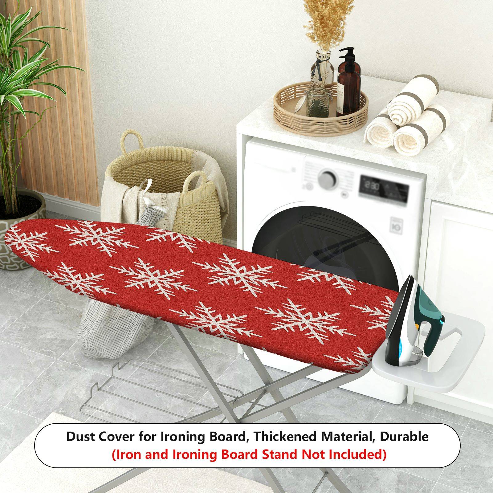 1-Piece Snowflake Red Christmas Holiday  Ironing Board Cover, Universal Size, Without Board