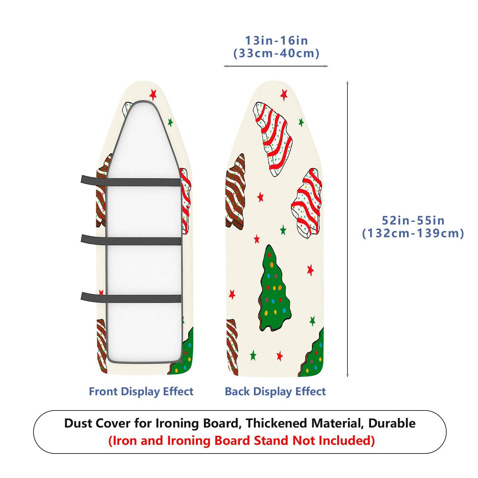 1-Piece Christmas Tree Bell Star  Ironing Board Cover, Universal Size, Without Board