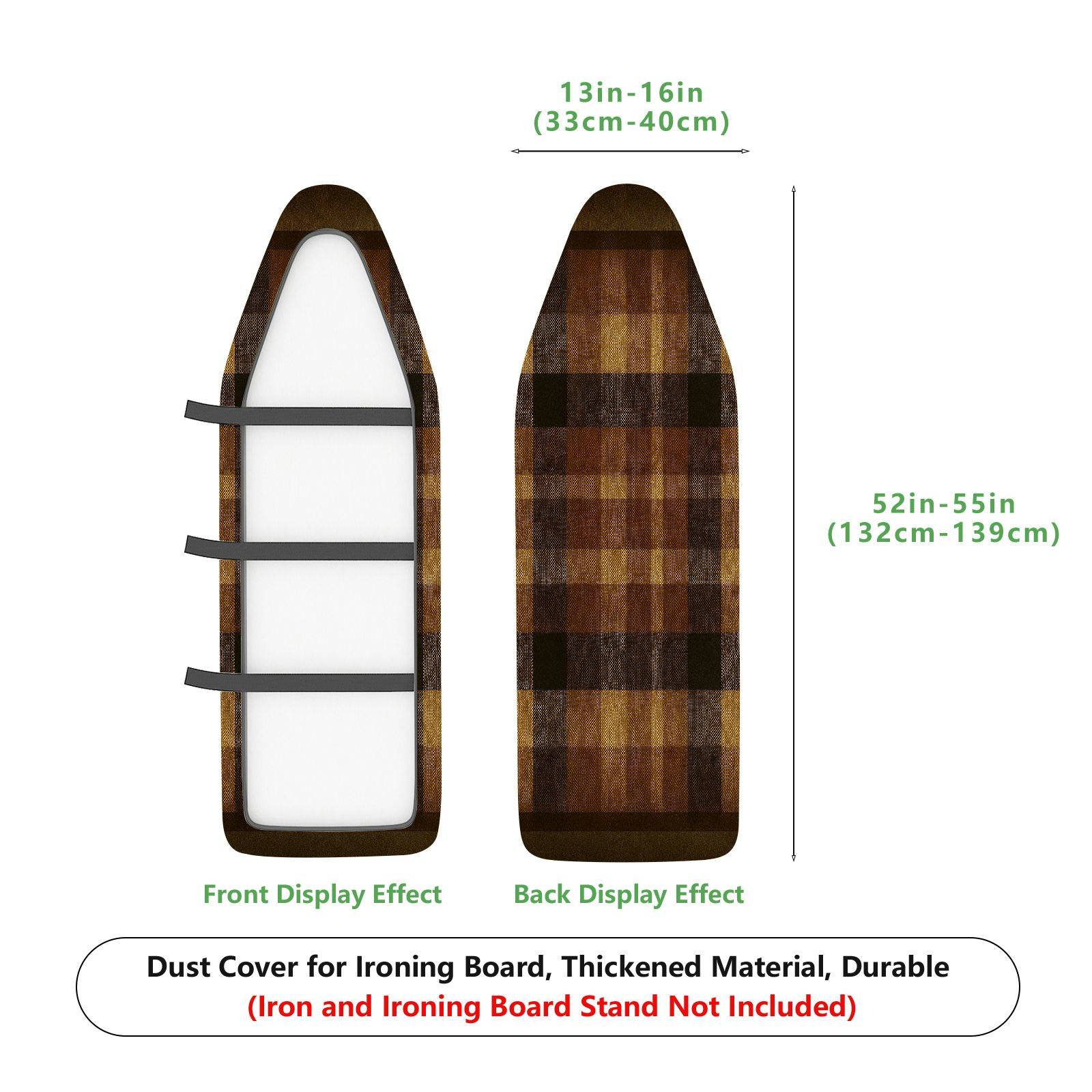 1-Piece Plaid Checkered Brown  Ironing Board Cover, Universal Size, Without Board