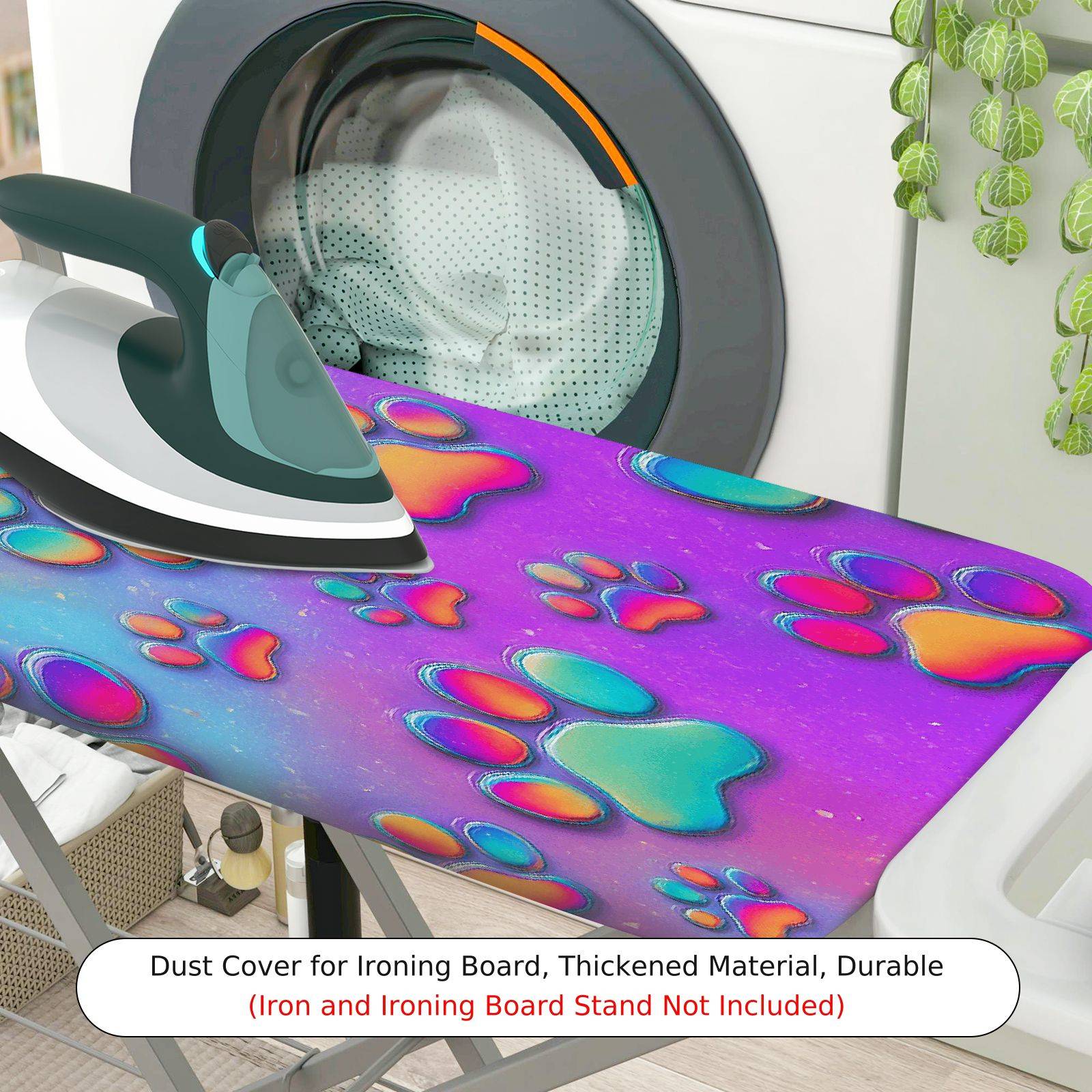 1-Piece Colorful Paw Print Pattern Modern Fun  Ironing Board Cover, Universal Size, Without Board