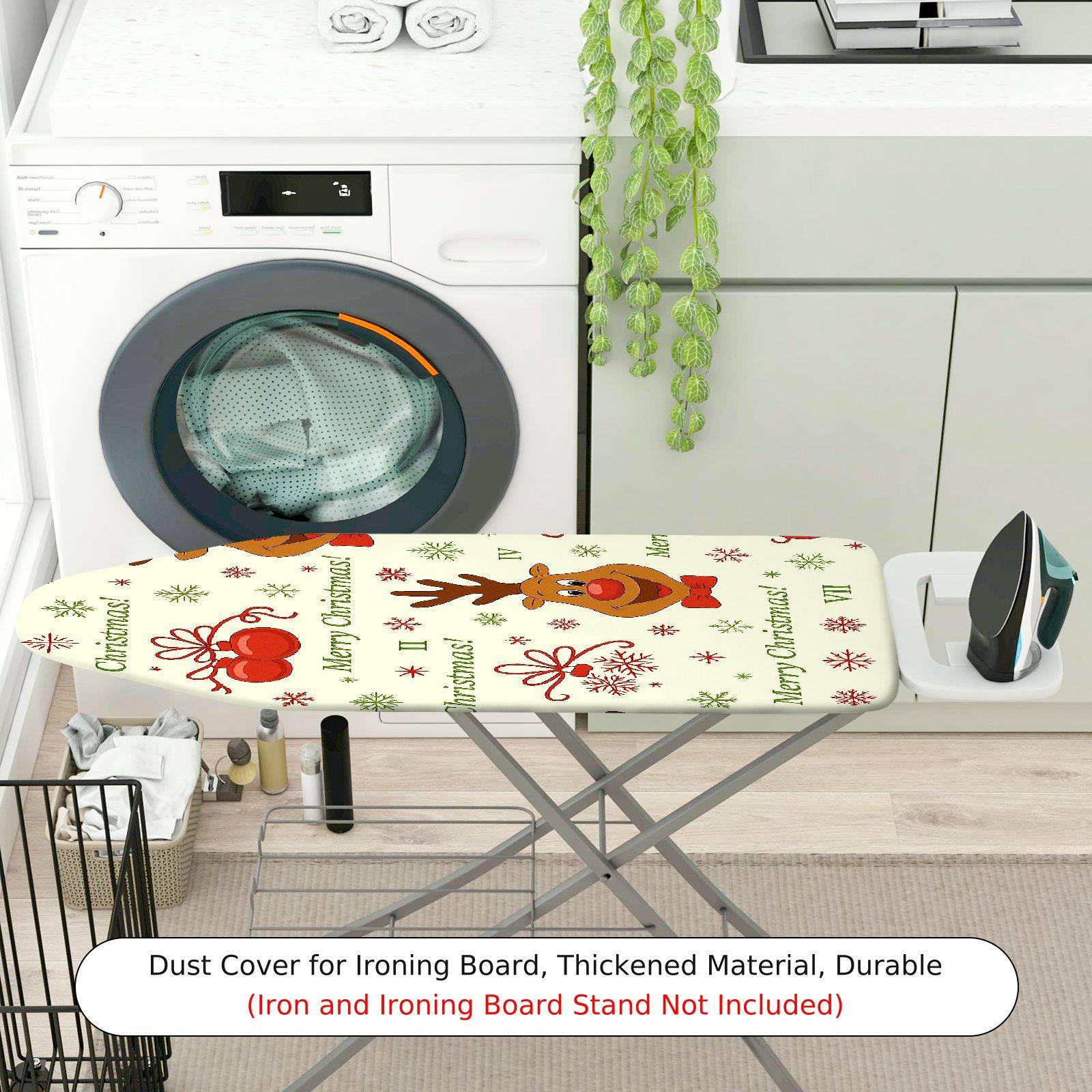 1-Piece Reindeer Snowflakes Merry Christmas  Ironing Board Cover, Universal Size, Without Board
