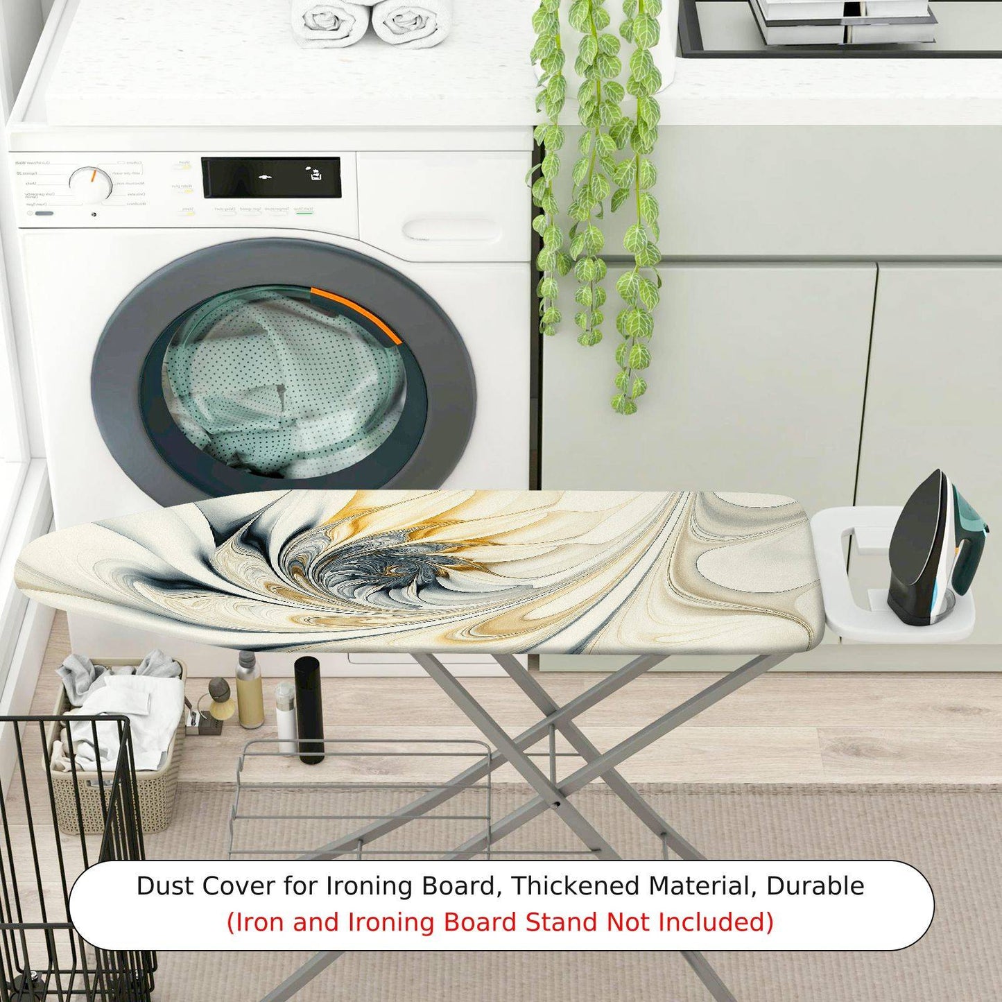 1-Piece Abstract Swirl Pattern Beige Black  Ironing Board Cover, Universal Size, Without Board
