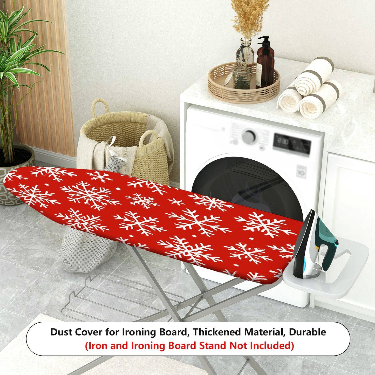 1-Piece Snowflakes Red White Christmas  Ironing Board Cover, Universal Size, Without Board