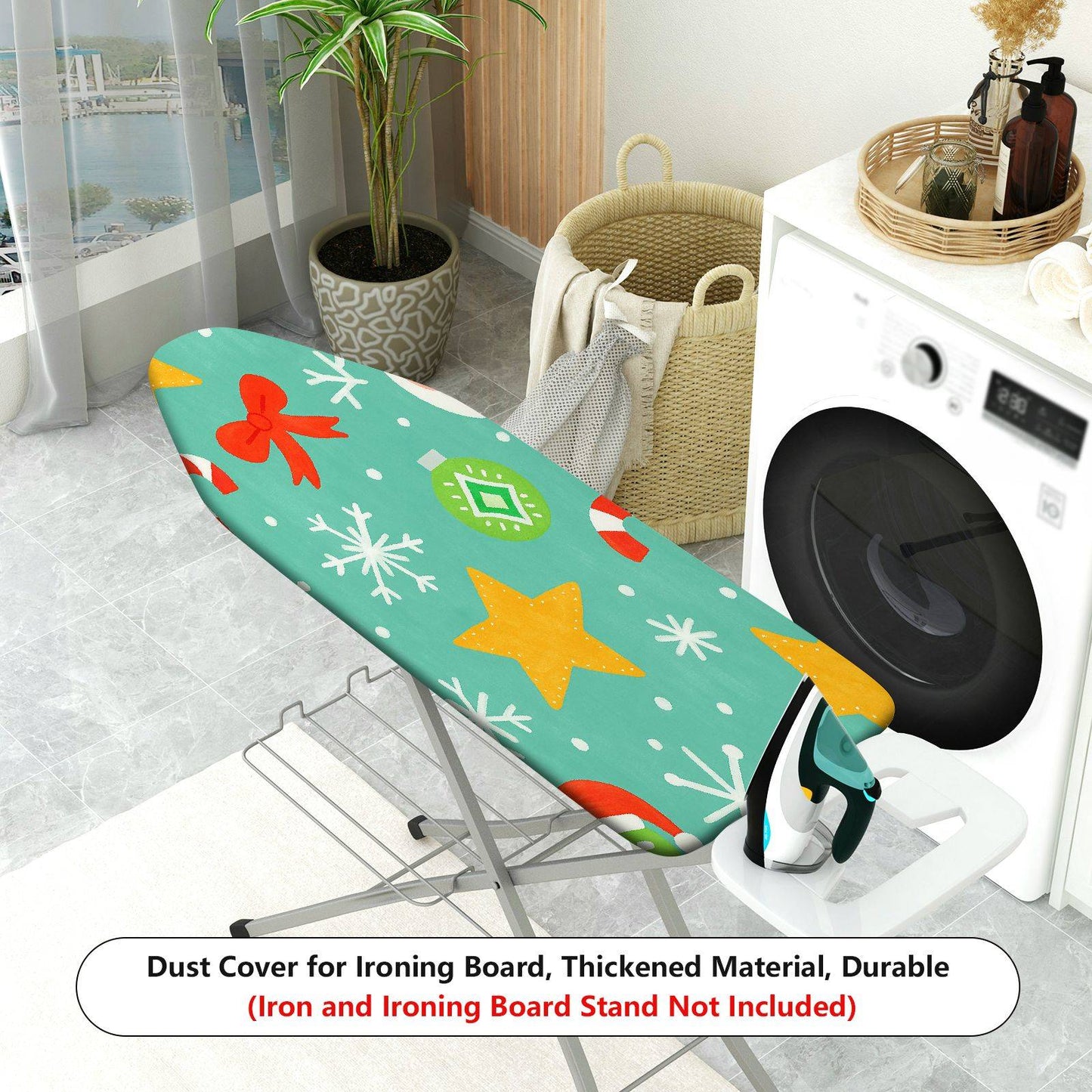 1-Piece Christmas Snowflake Santa  Ironing Board Cover, Universal Size, Without Board