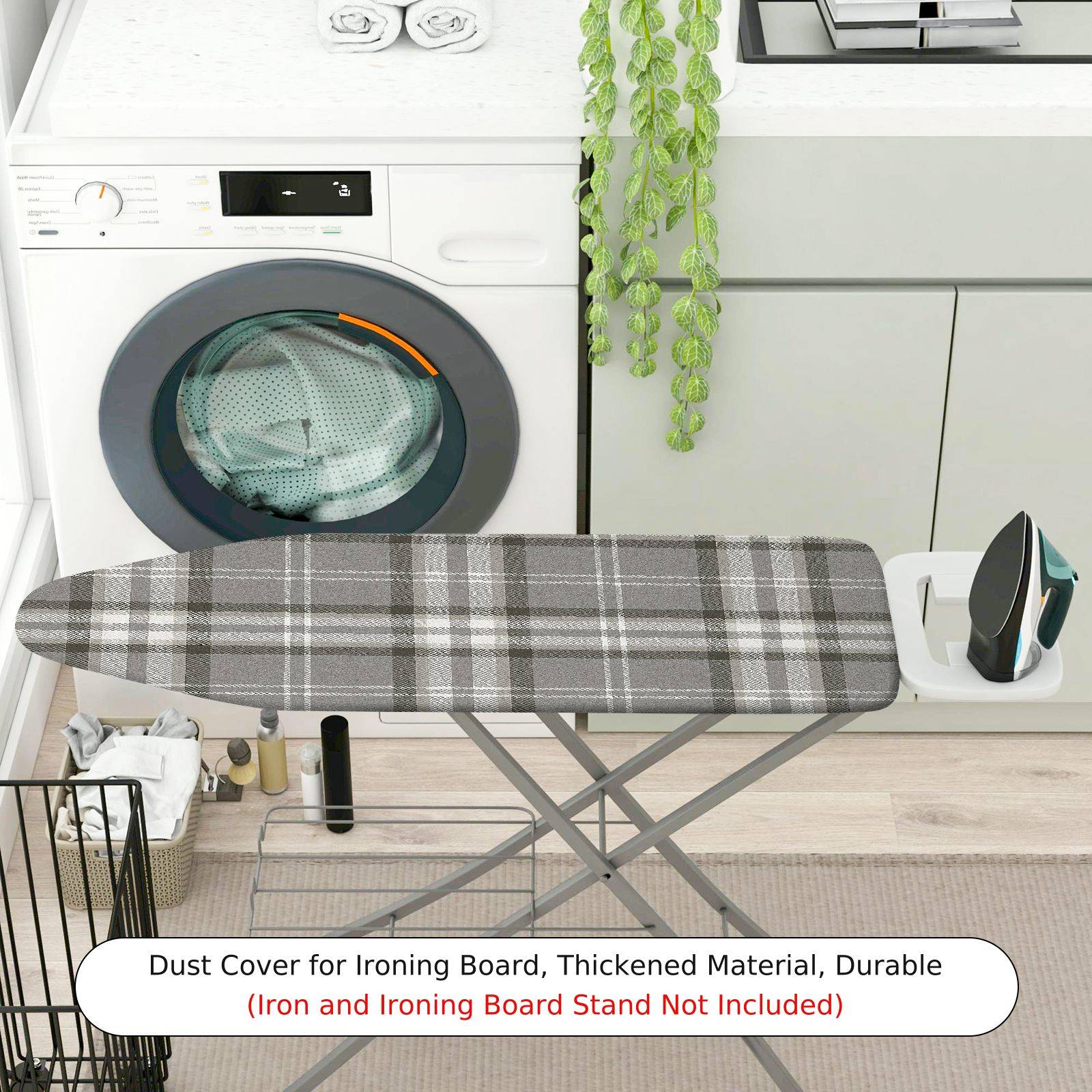 1-Piece Plaid Checkered Gray  Ironing Board Cover, Universal Size, Without Board