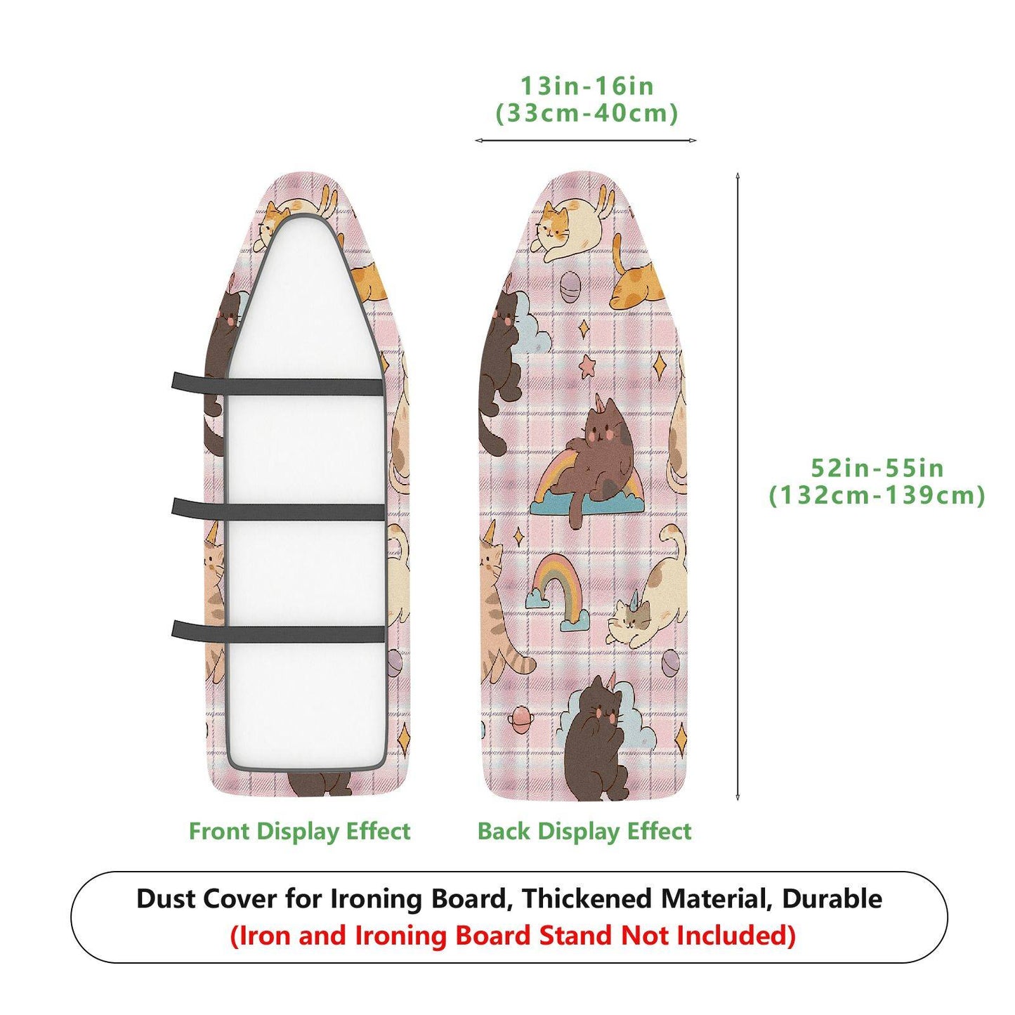 1-Piece Cat Rainbow Plaid  Ironing Board Cover, Universal Size, Without Board