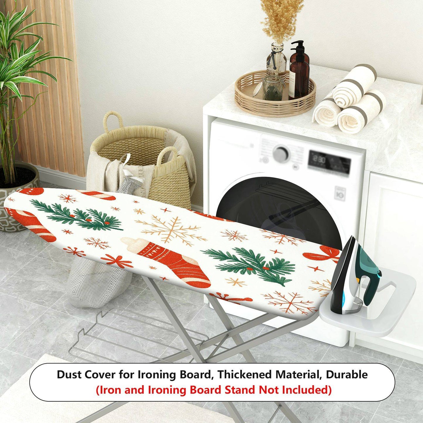 1-Piece Christmas Stocking Snowflake Pine Tree  Ironing Board Cover, Universal Size, Without Board