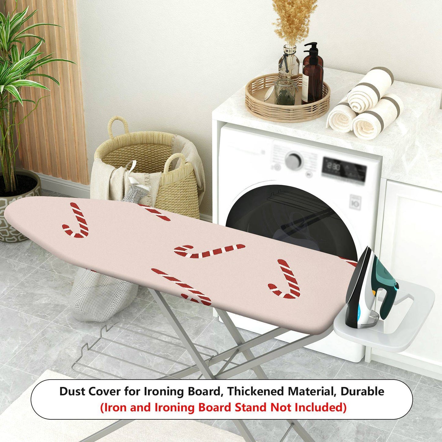 1-Piece Candy Cane Red Christmas Holiday  Ironing Board Cover, Universal Size, Without Board