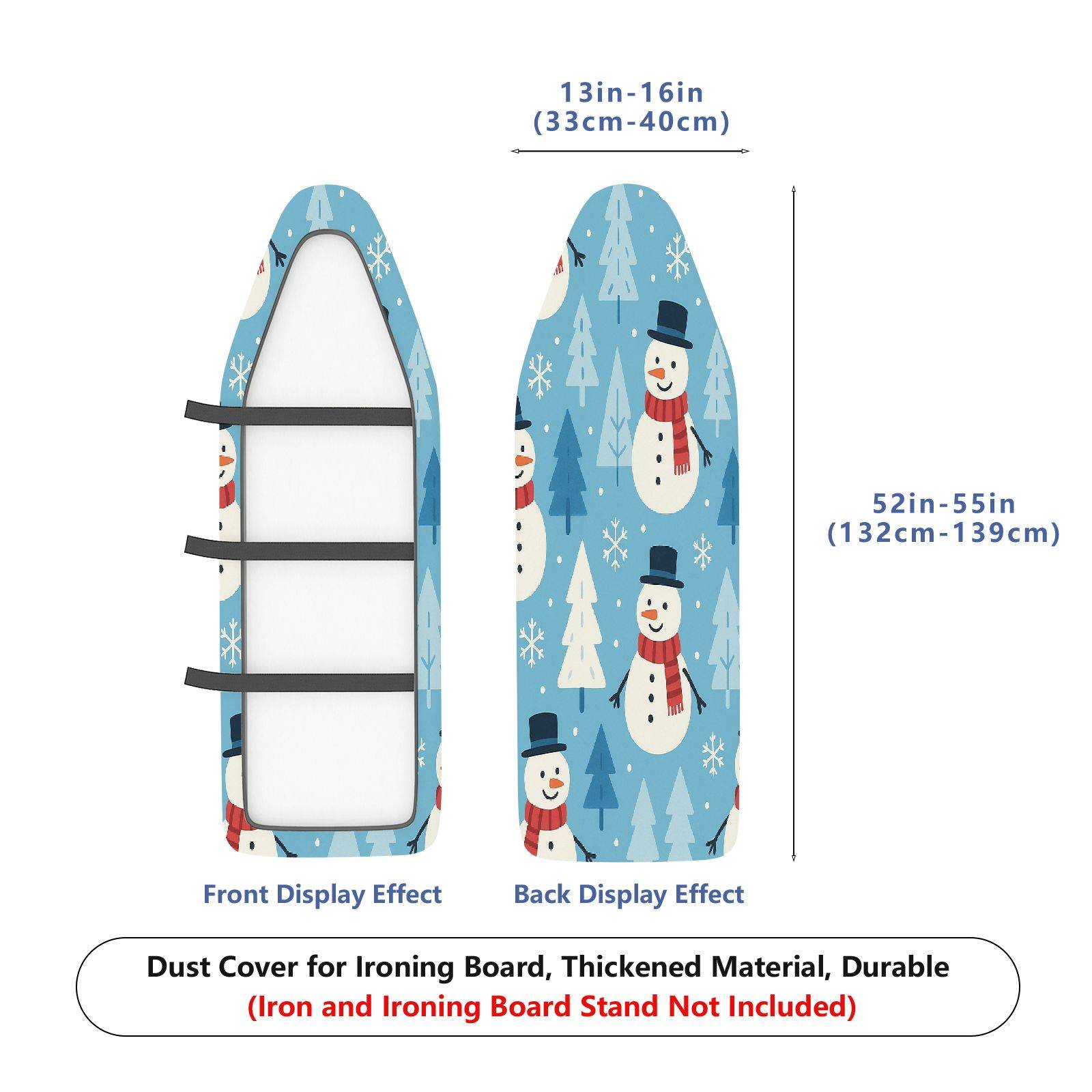 1-Piece Snowman Christmas Tree Winter  Ironing Board Cover, Universal Size, Without Board