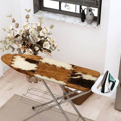 1-Piece Cowhide Pattern Brown Beige Checkered  Ironing Board Cover, Universal Size, Without Board