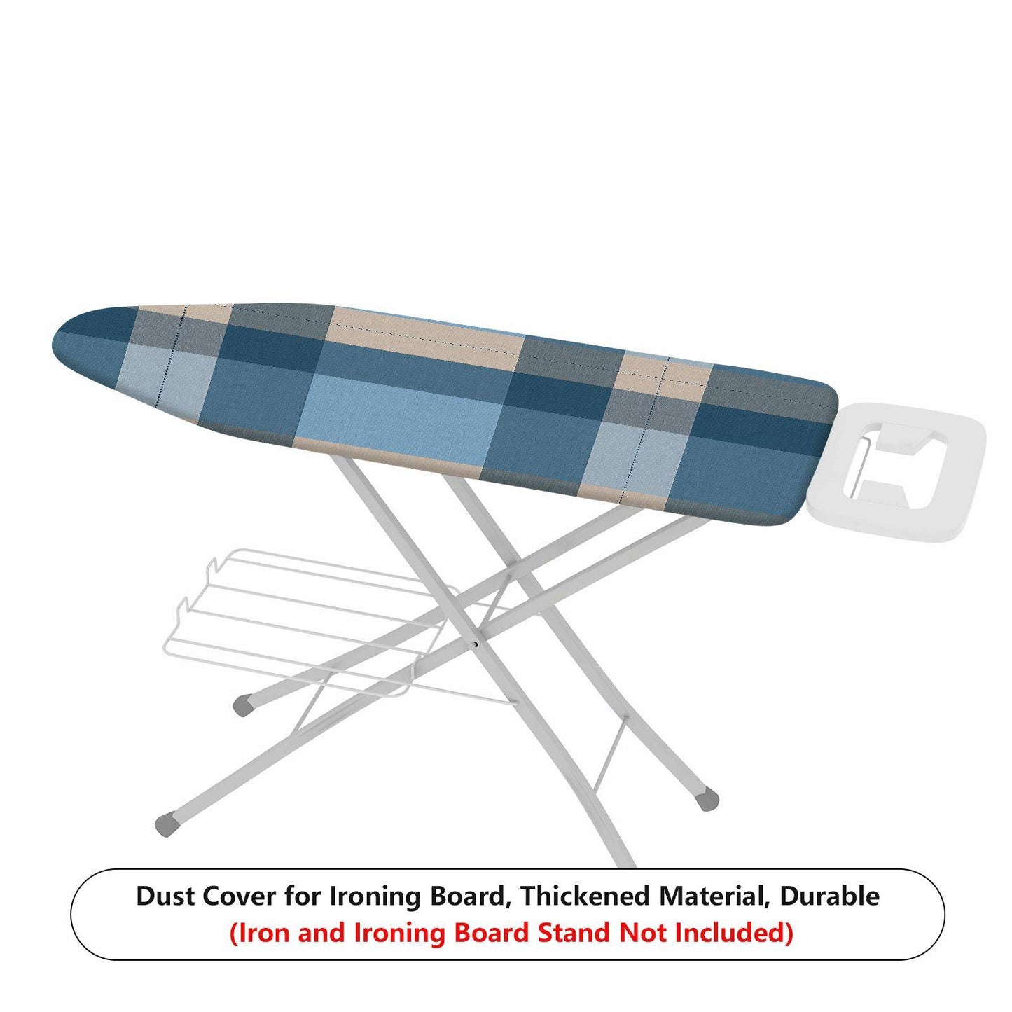 1-Piece Plaid Pattern Blue Beige Checkered  Ironing Board Cover, Universal Size, Without Board