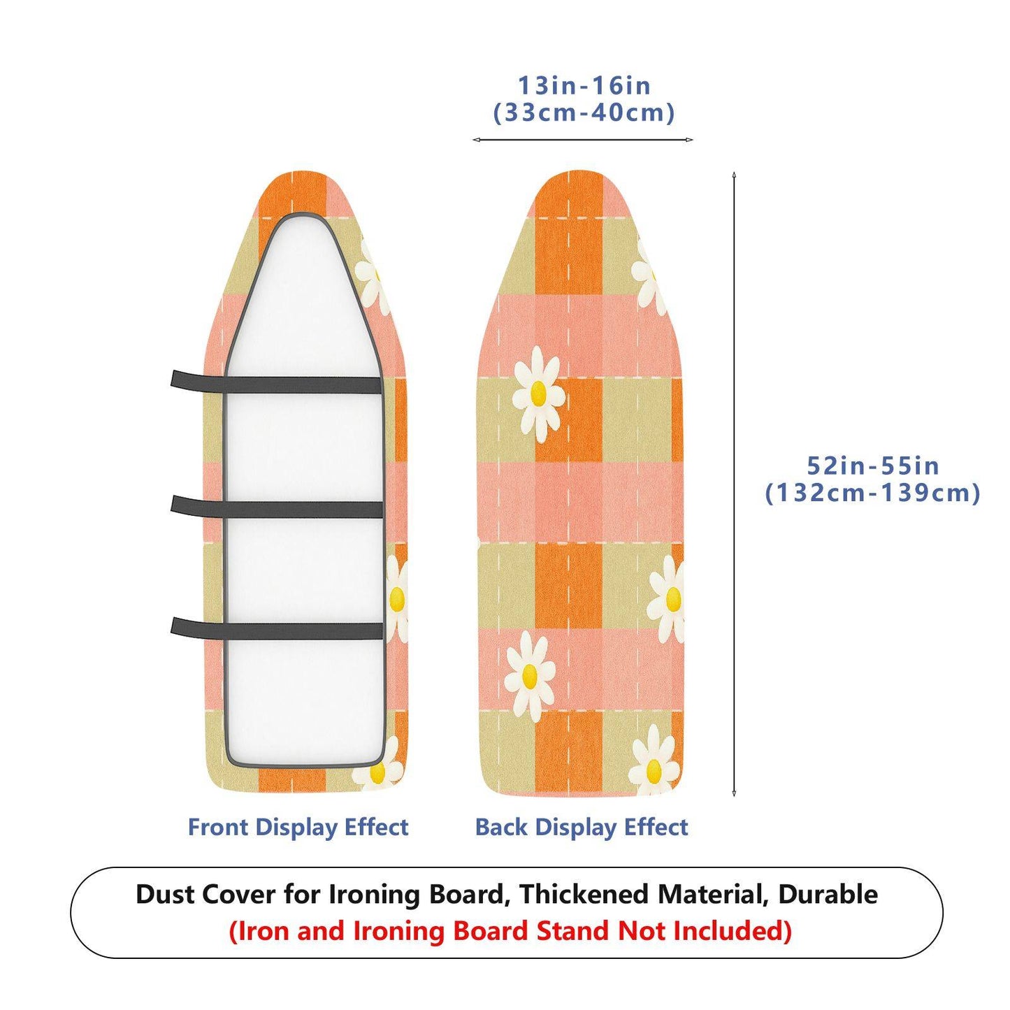 1-Piece Floral Plaid Daisy  Ironing Board Cover, Universal Size, Without Board