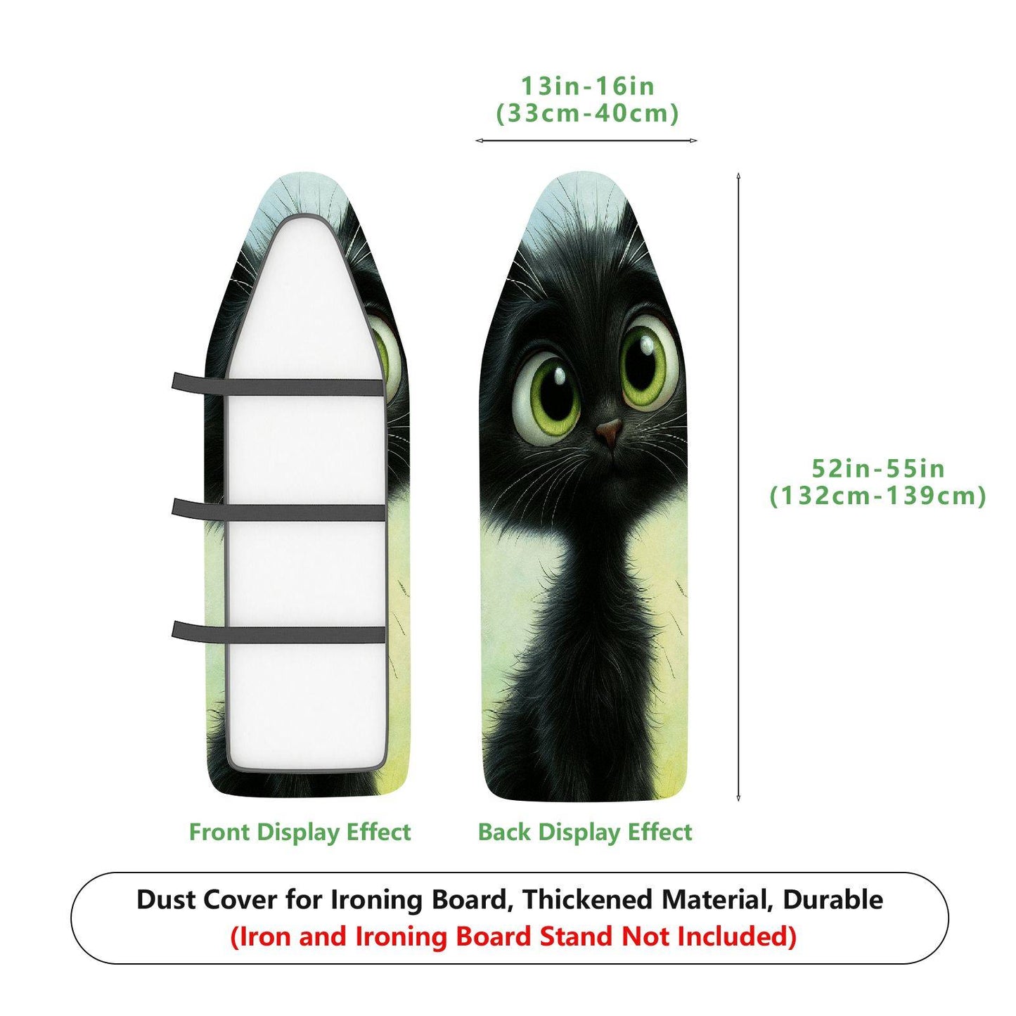 1-Piece Black Cat Green Eyes Cute  Ironing Board Cover, Universal Size, Without Board