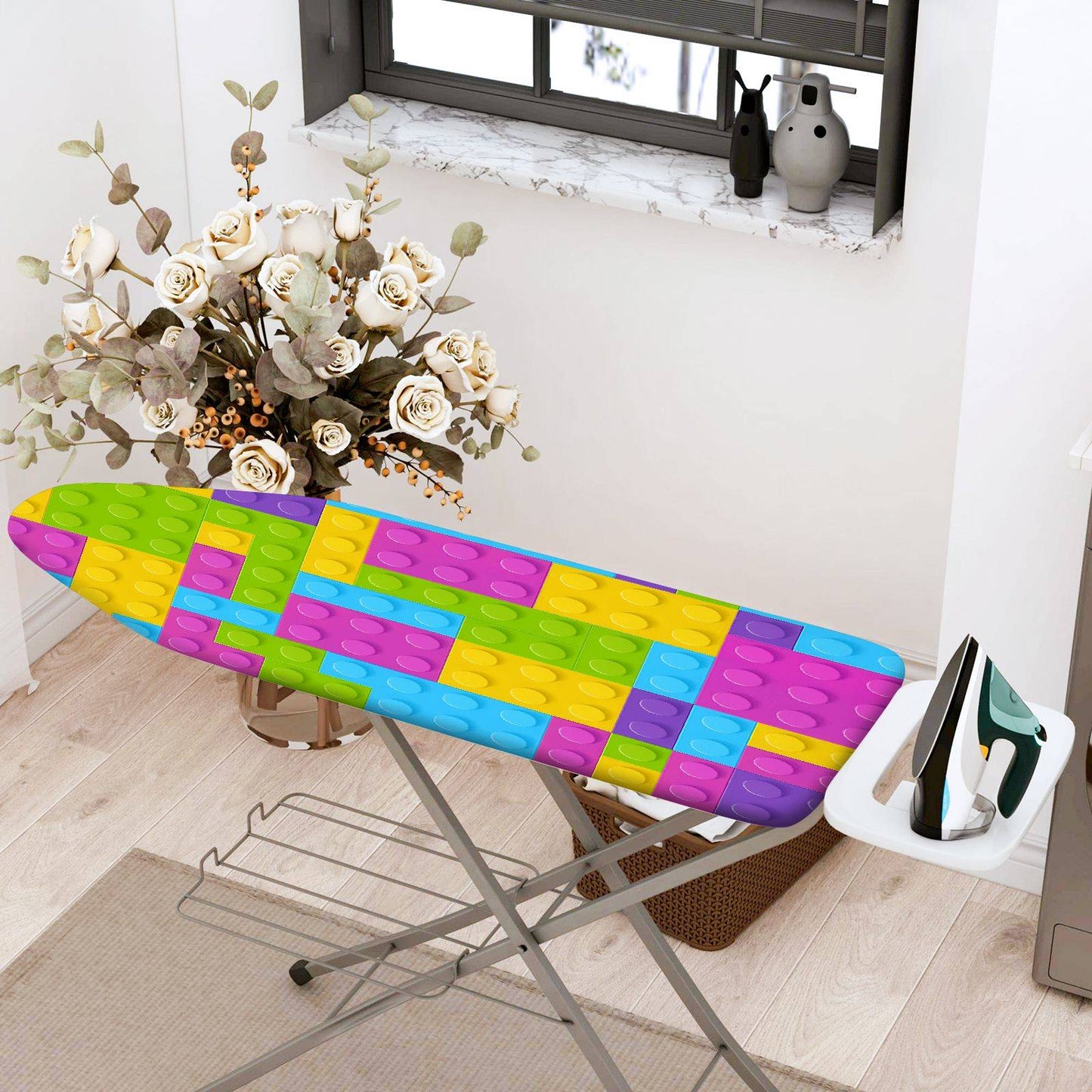 1-Piece Colorful Brick Pattern Fun Bright  Ironing Board Cover, Universal Size, Without Board