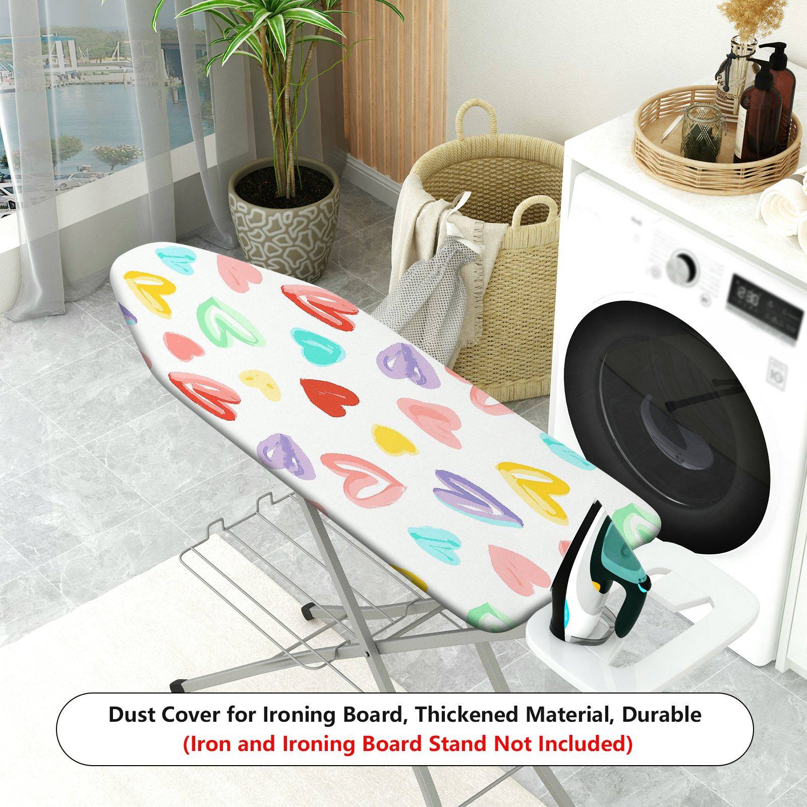 1-Piece Heart Colorful Pattern Fun  Ironing Board Cover, Universal Size, Without Board
