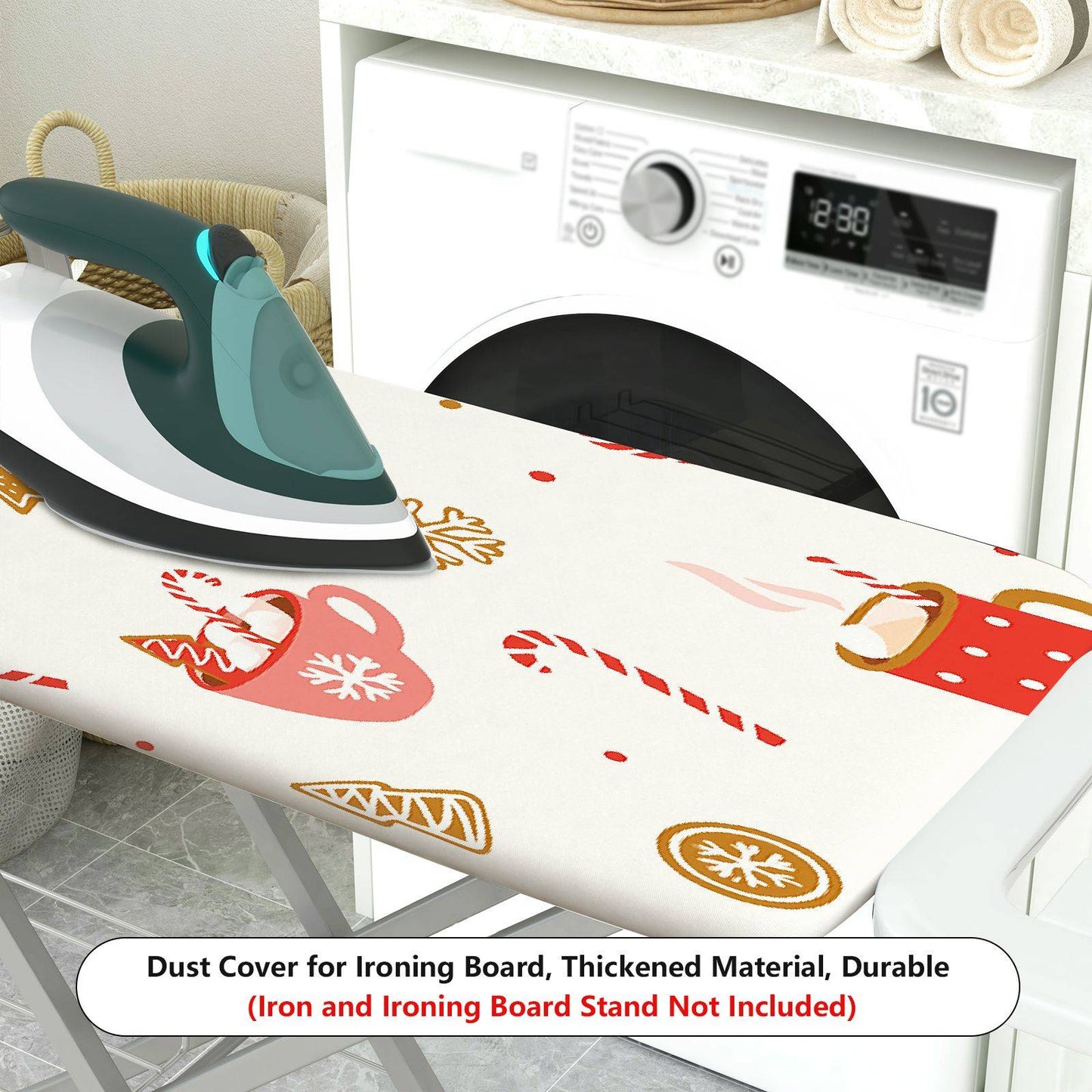 1-Piece Christmas Candy Cane Hot Cocoa  Ironing Board Cover, Universal Size, Without Board