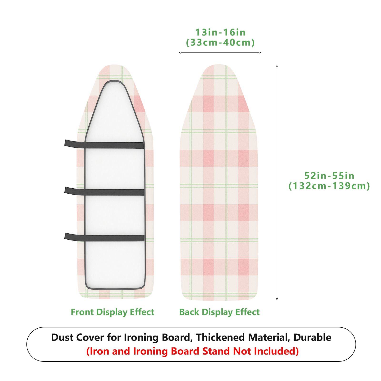 1-Piece Plaid Pink Green  Ironing Board Cover, Universal Size, Without Board