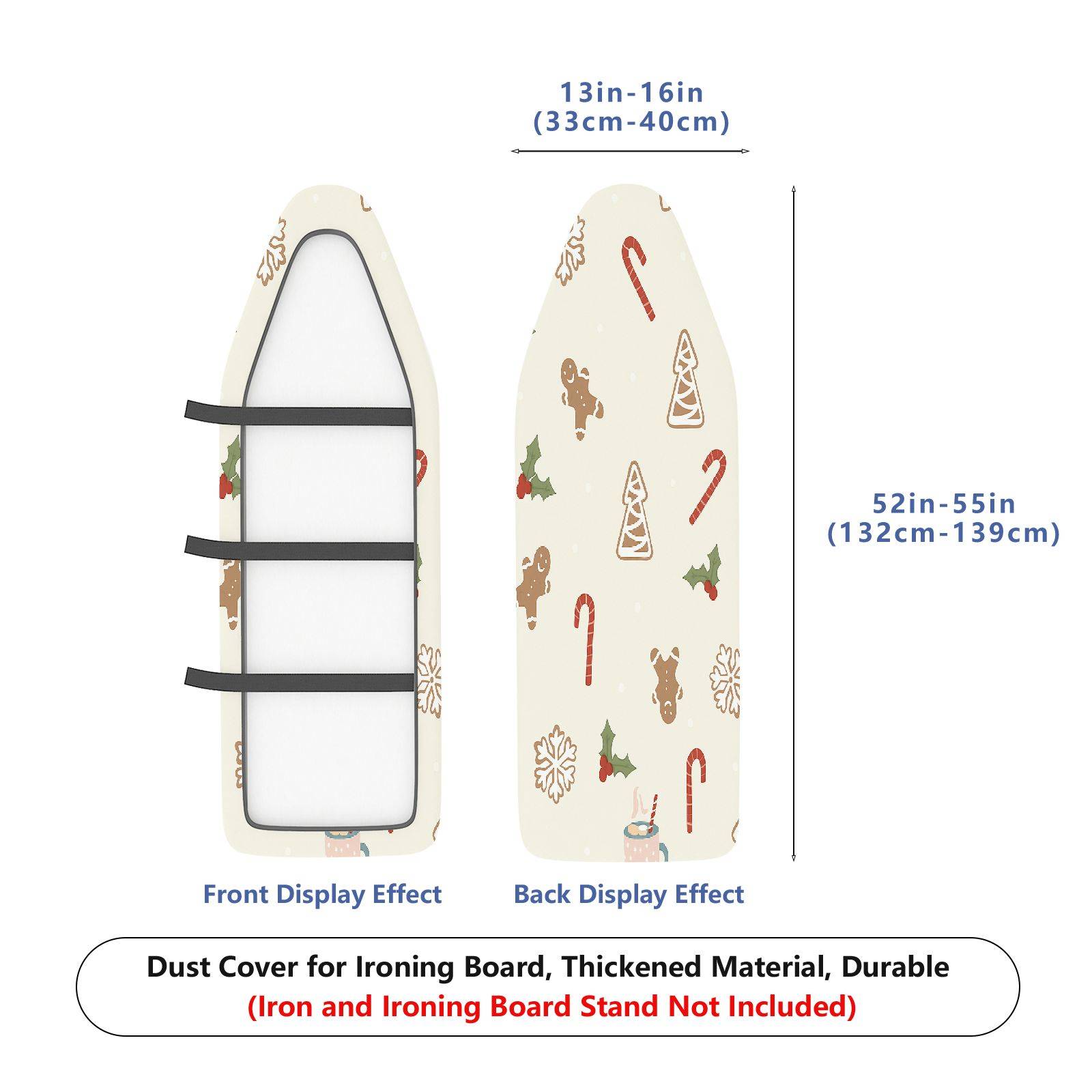 1-Piece Christmas Candy Gingerbread  Ironing Board Cover, Universal Size, Without Board