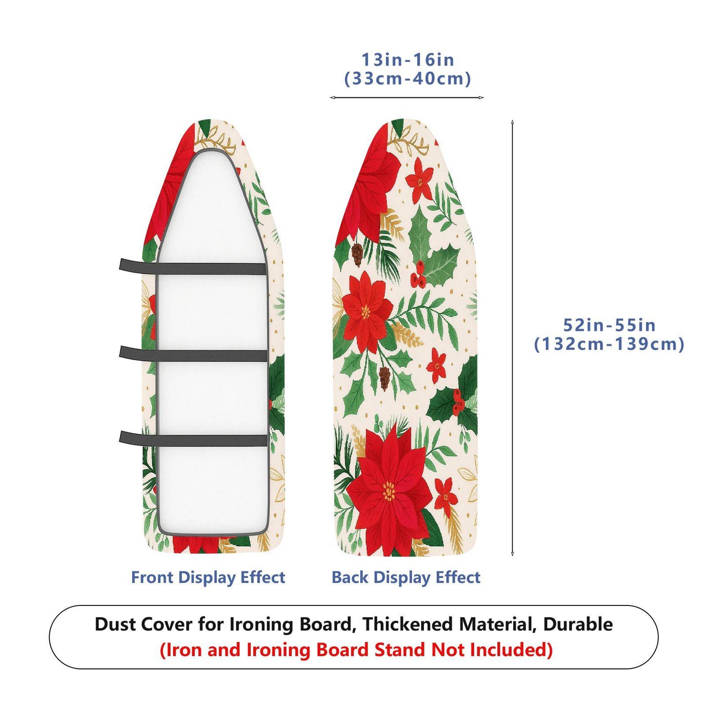 1-Piece Christmas Floral Leaves  Ironing Board Cover, Universal Size, Without Board