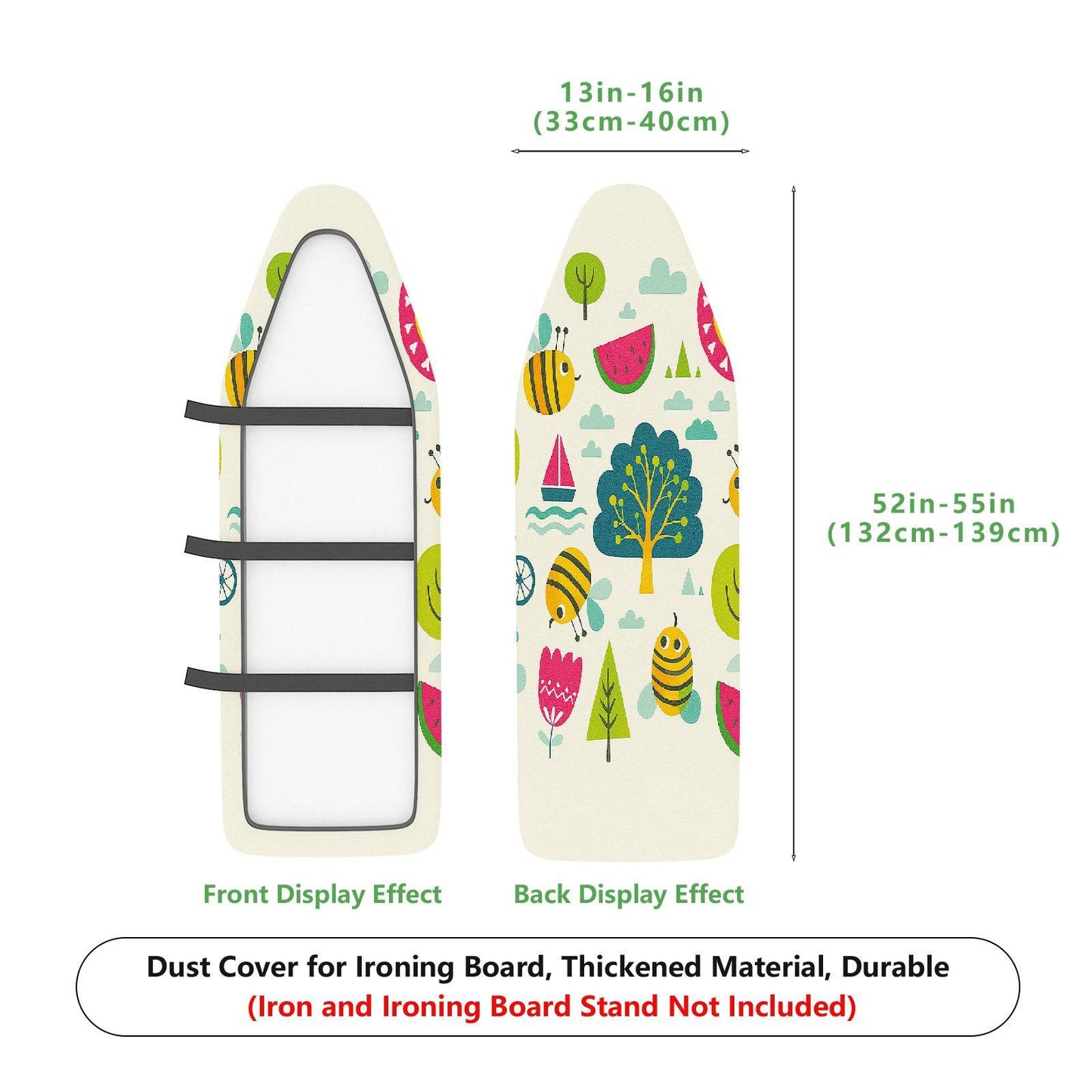 1-Piece Bee Tree Fruit  Ironing Board Cover, Universal Size, Without Board